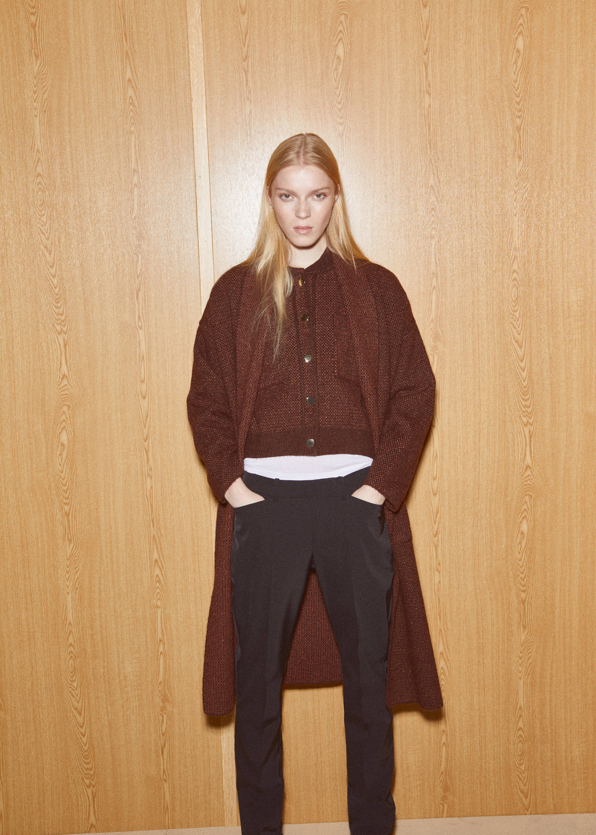 Haină oversize din tricot cu buzunare - Detaliu al articolului 7