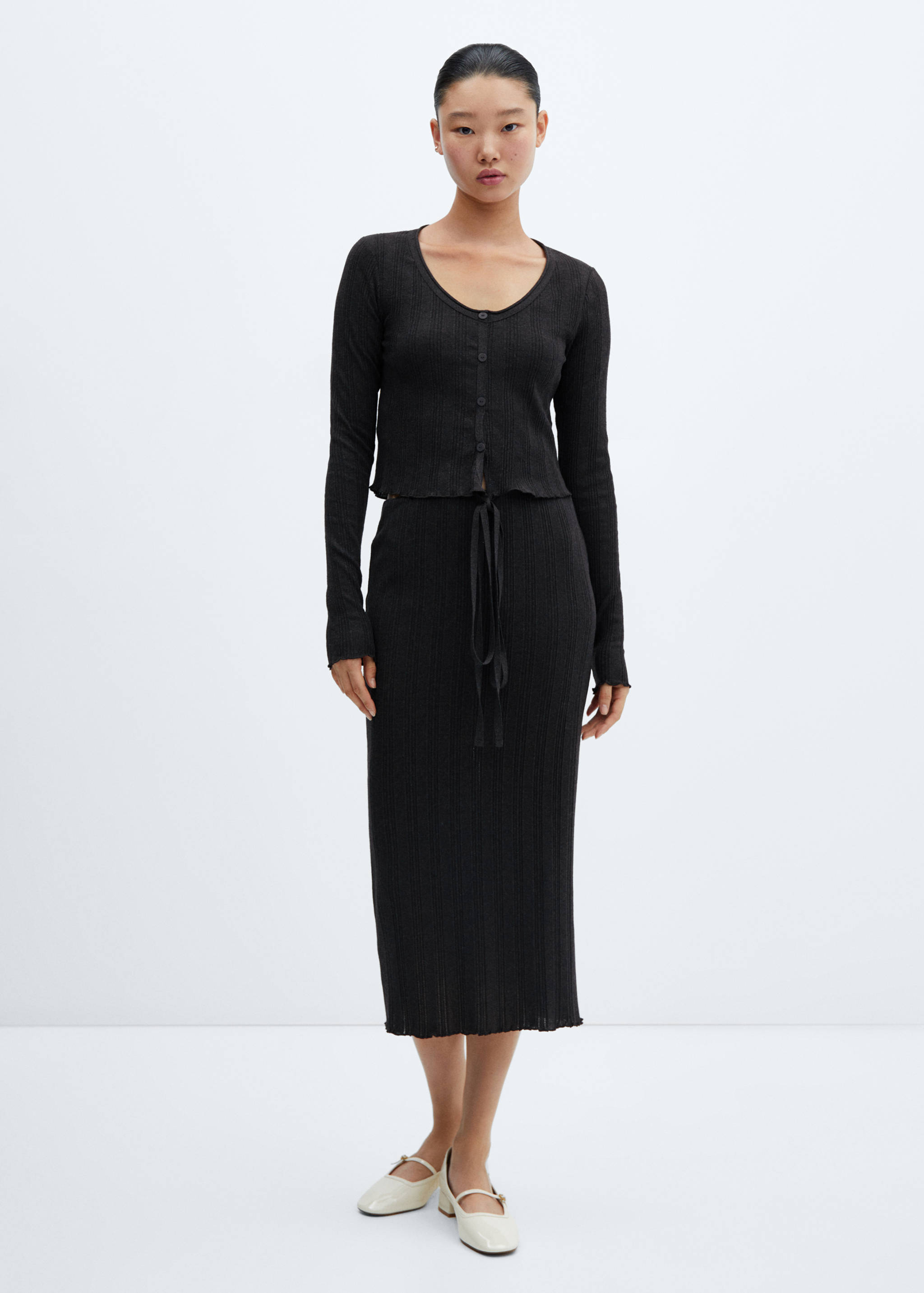 Ribbed midi skirt - General plane