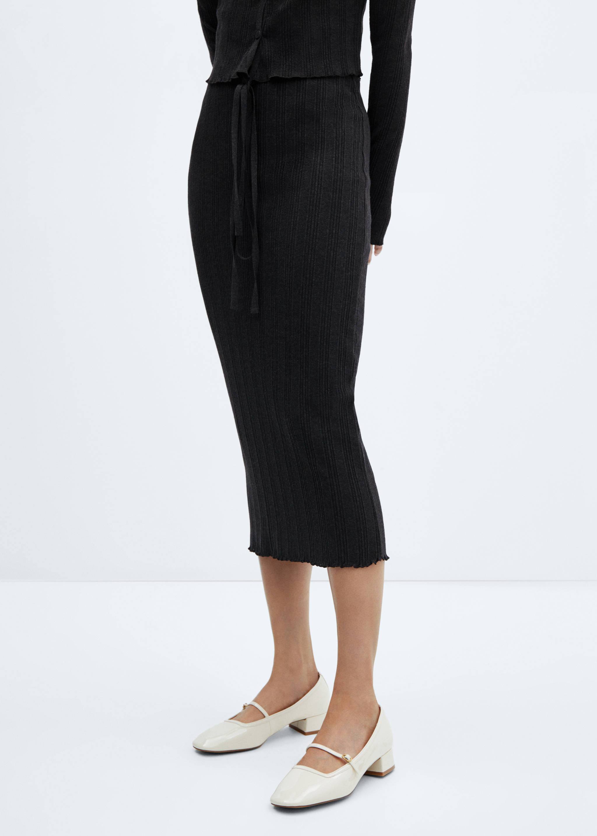 Ribbed midi skirt - Medium plane