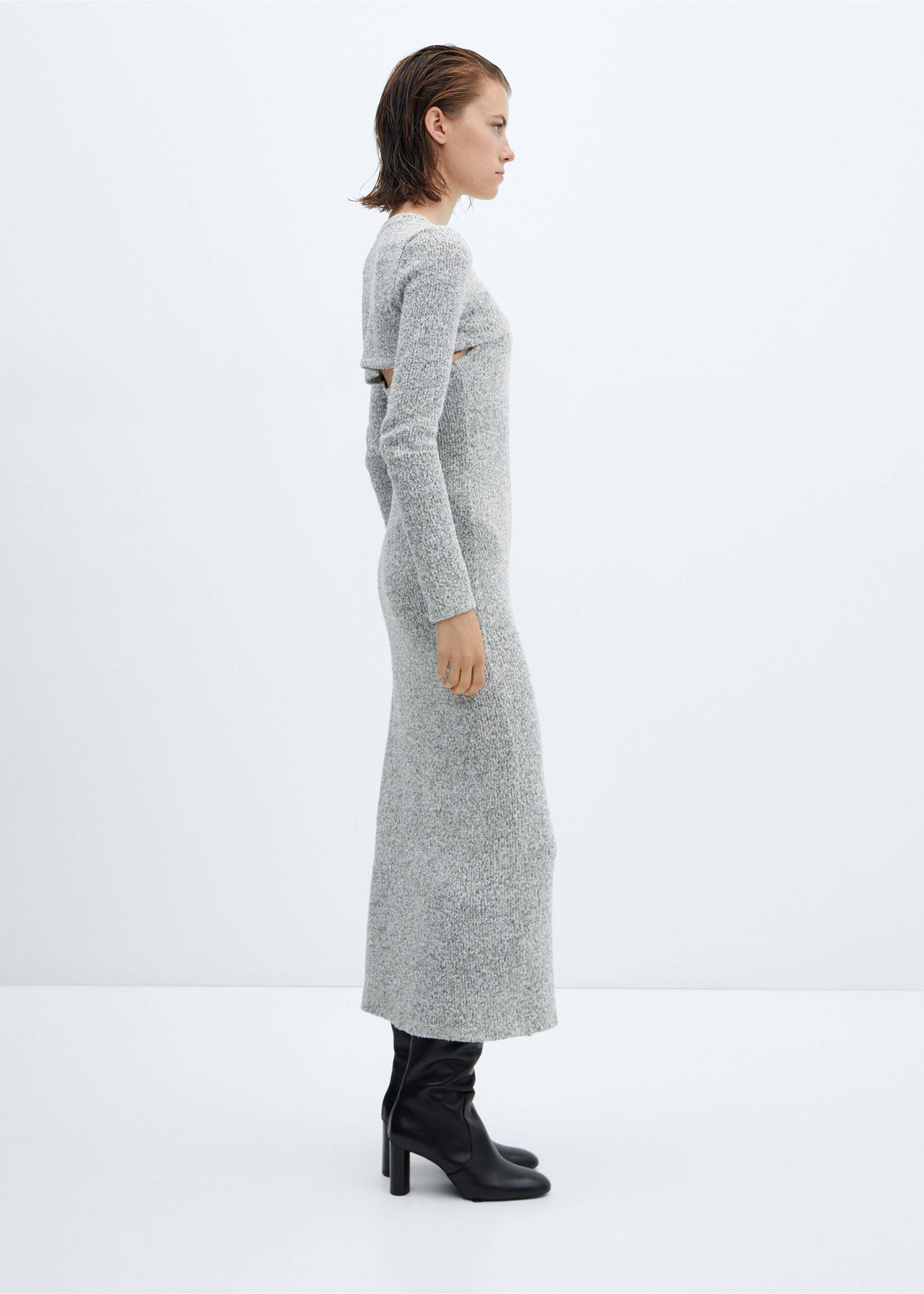 Dress and bolero set - Details of the article 2, Light Heather Grey. Ref: 57045812-00.