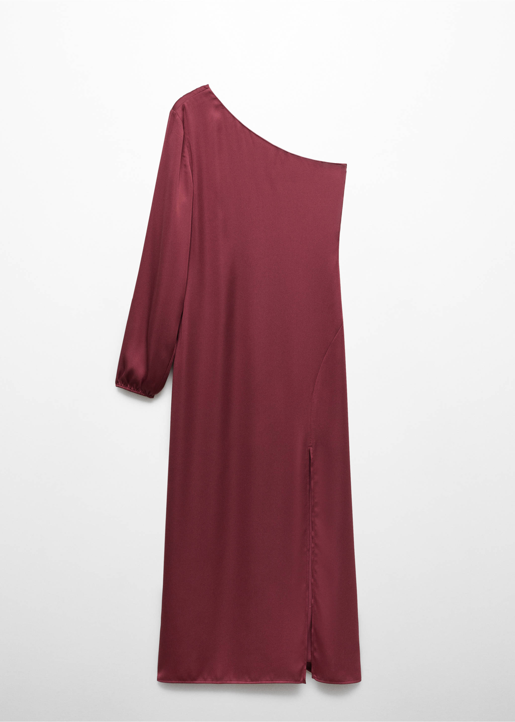 Asymmetrical dress with side slit - Article without model, Maroon. Ref: 57045813-00.