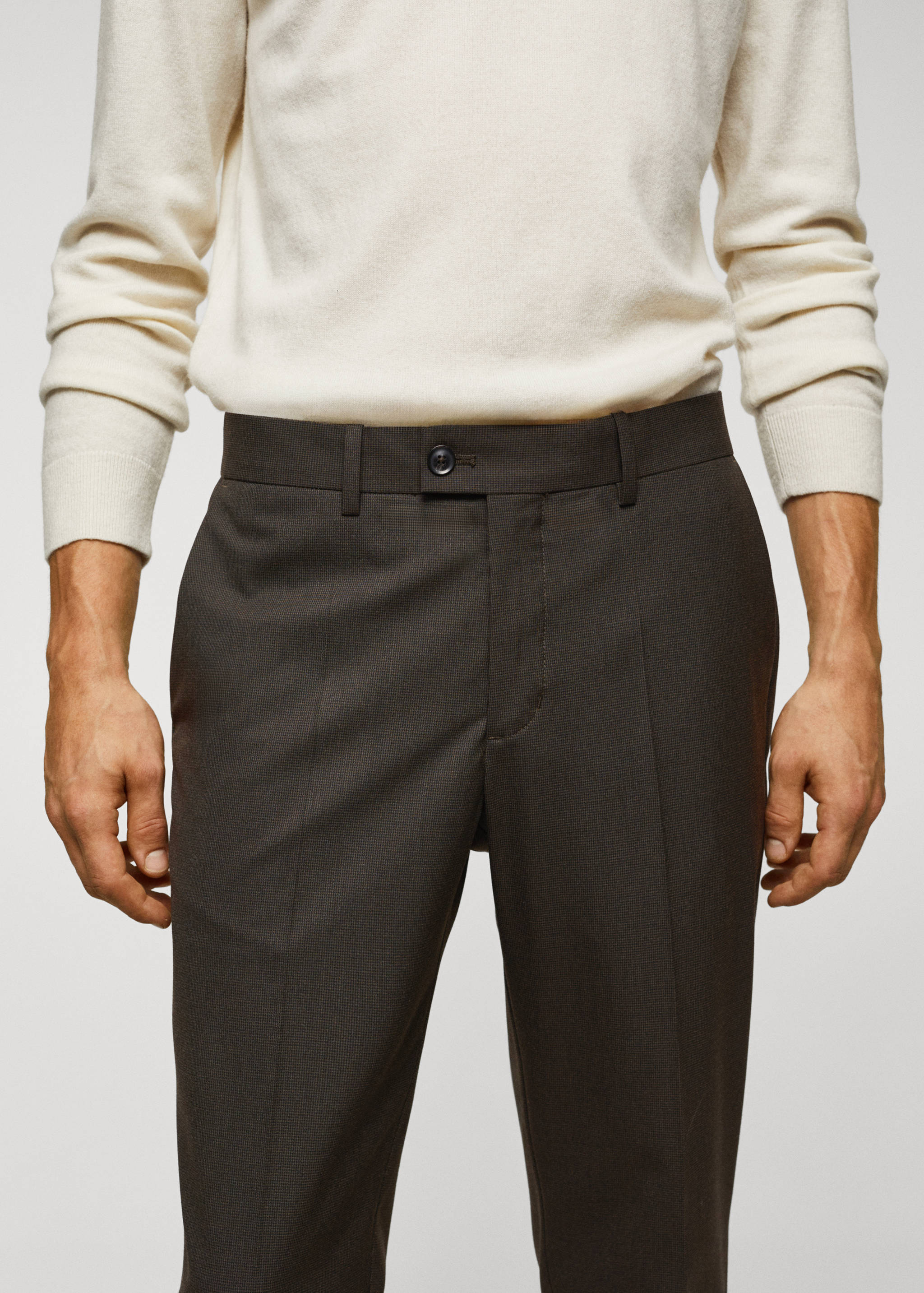 Micro-houndstooth wool-blend slim-fit trousers - Details of the article 1