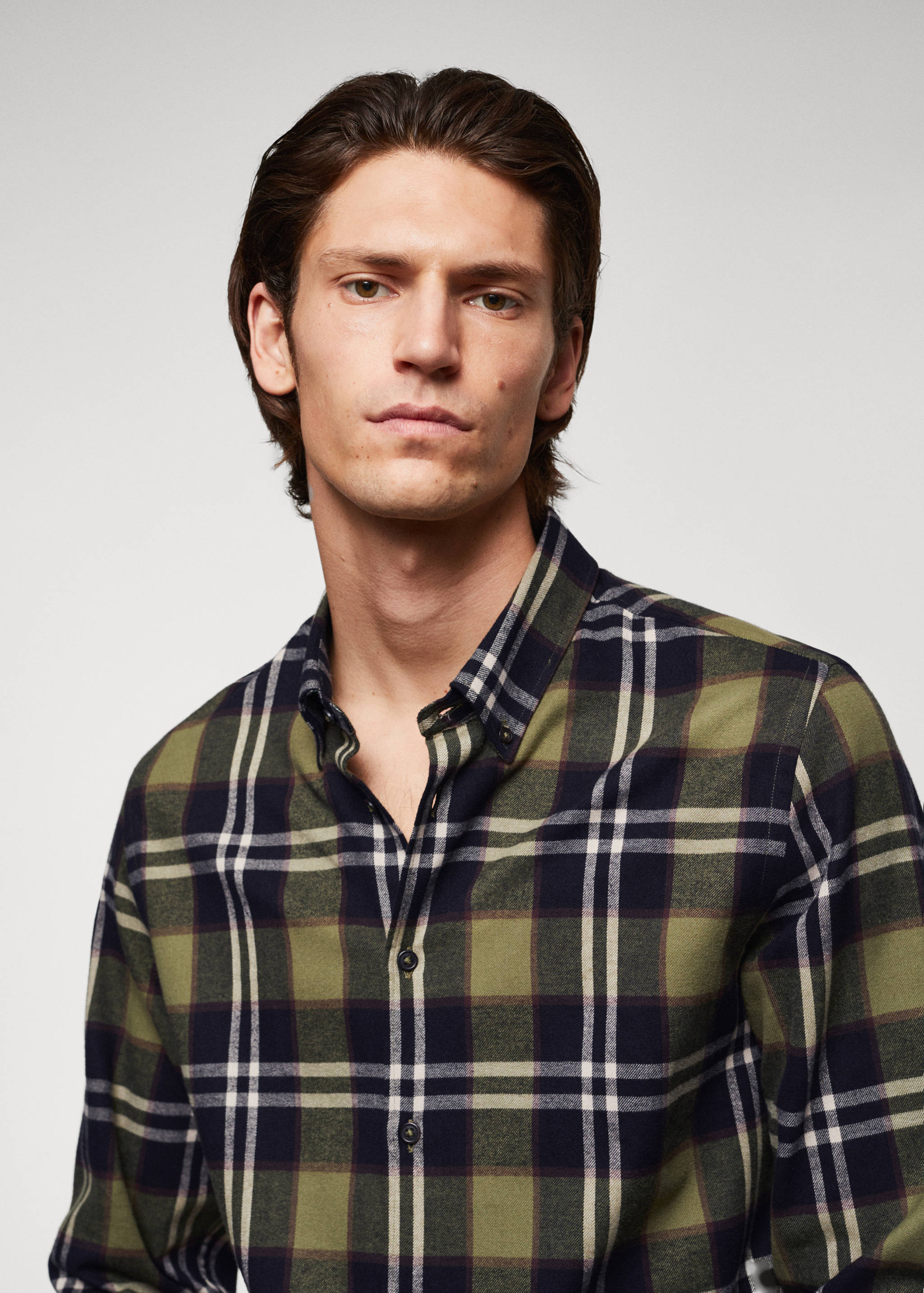 Regular fit checked flannel shirt - Details of the article 1