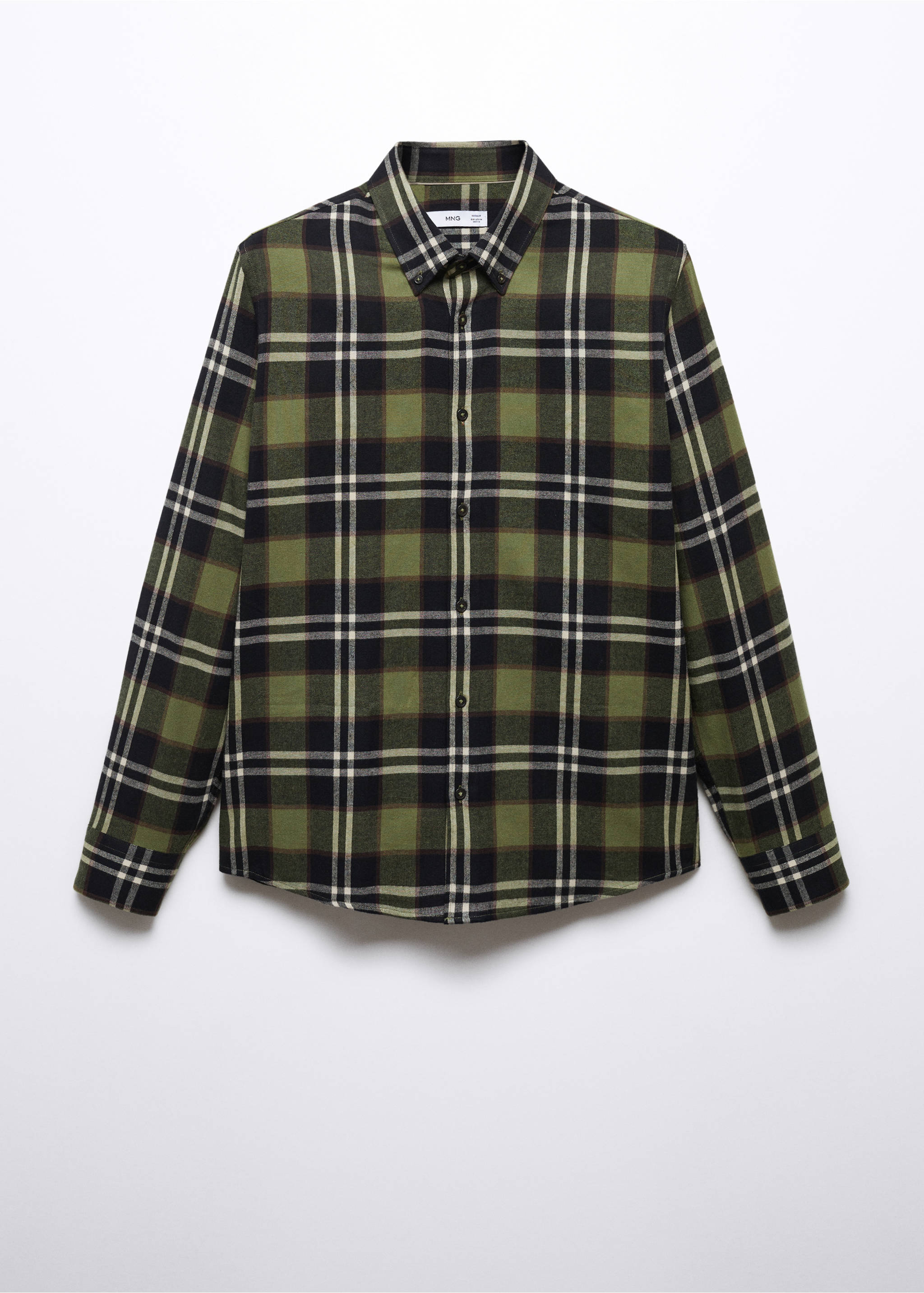Regular fit checked flannel shirt - Article without model, Green. Ref: 57045953-00.