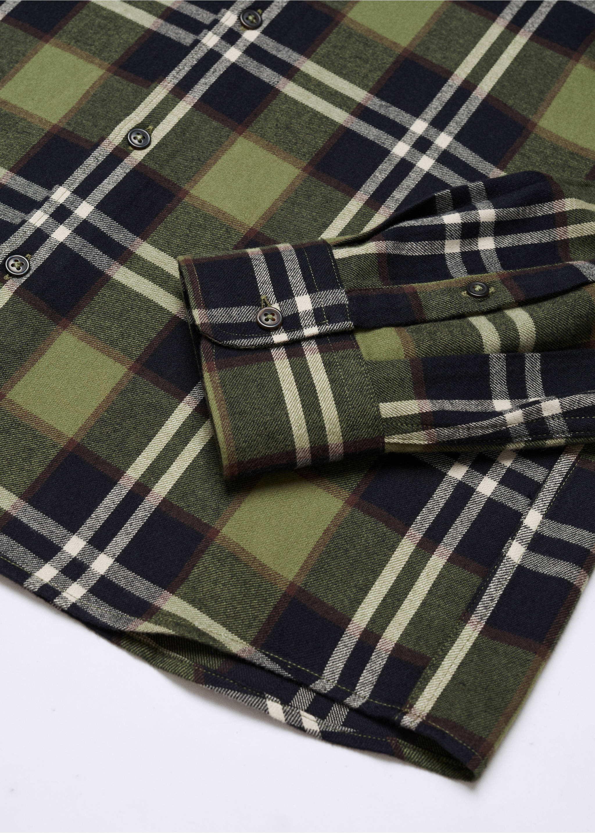 Regular fit checked flannel shirt - Details of the article 8, Green. Ref: 57045953-00.