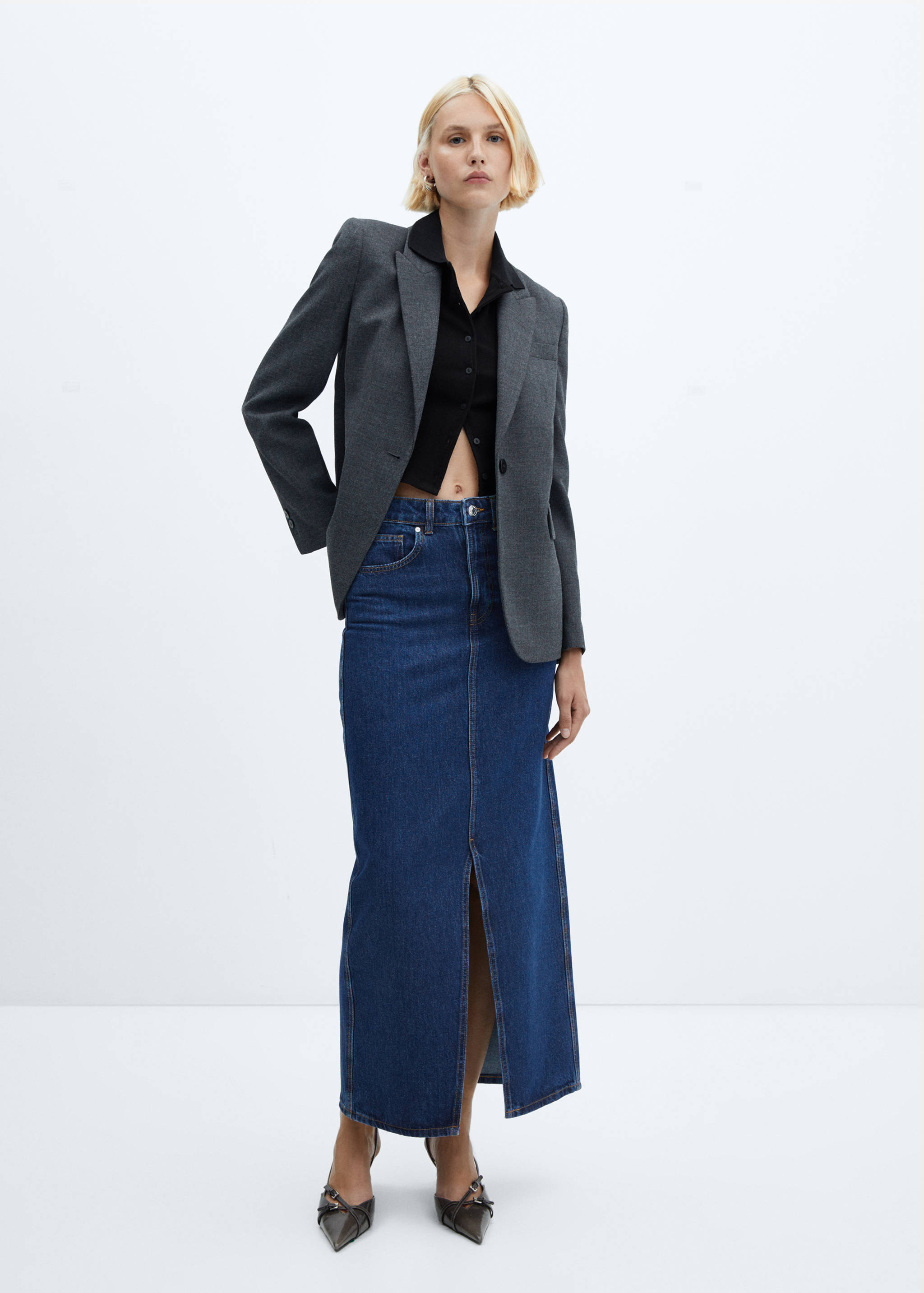 Slit denim skirt - General plane