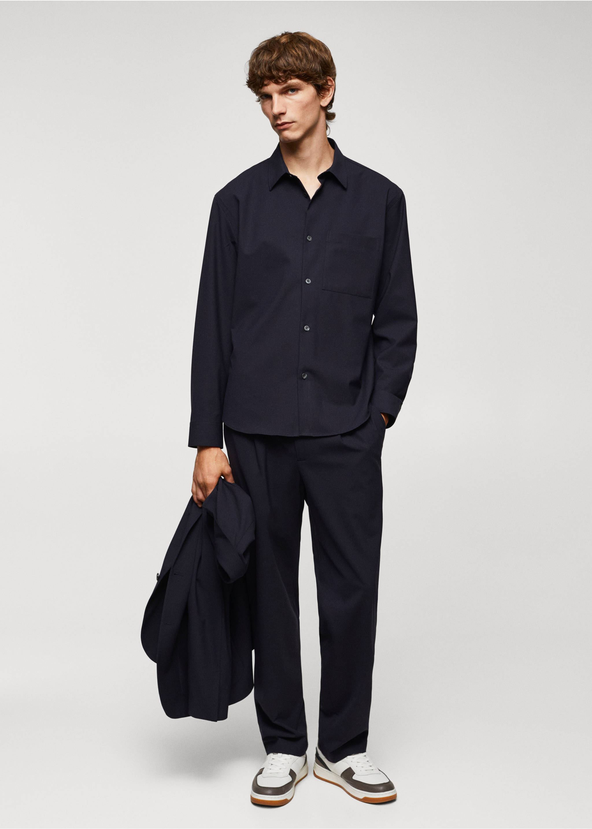 Oversized wool-blend overshirt - General plane, Navy. Ref: 57045973-00.