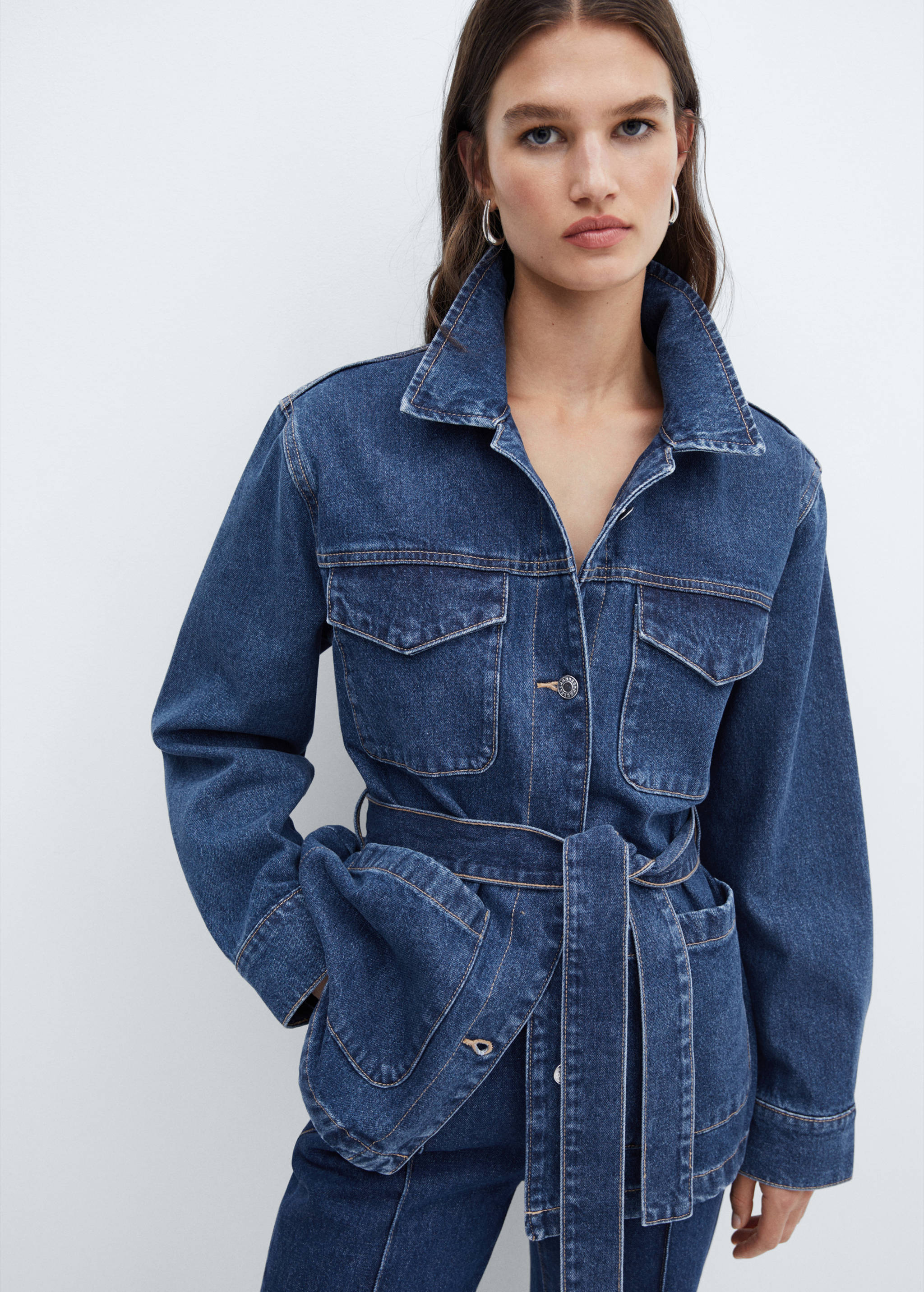 Denim jacket with belt - Medium plane