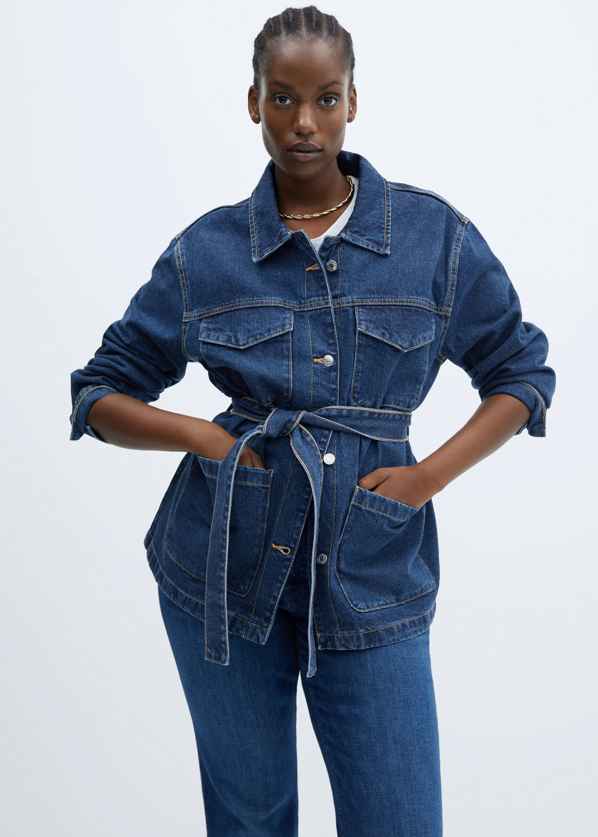 Denim jacket with belt - Details of the article 5