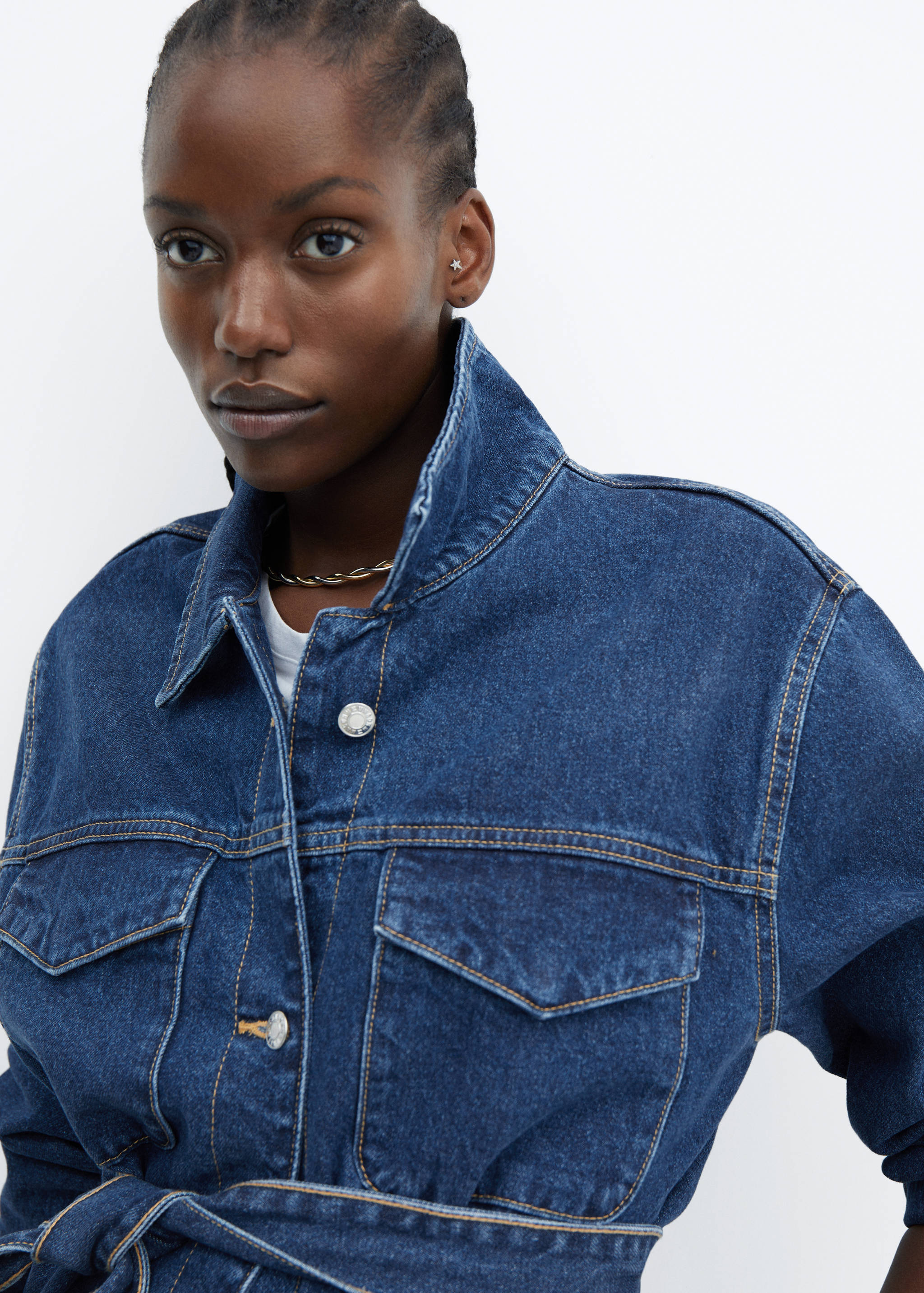Denim jacket with belt - Details of the article 4