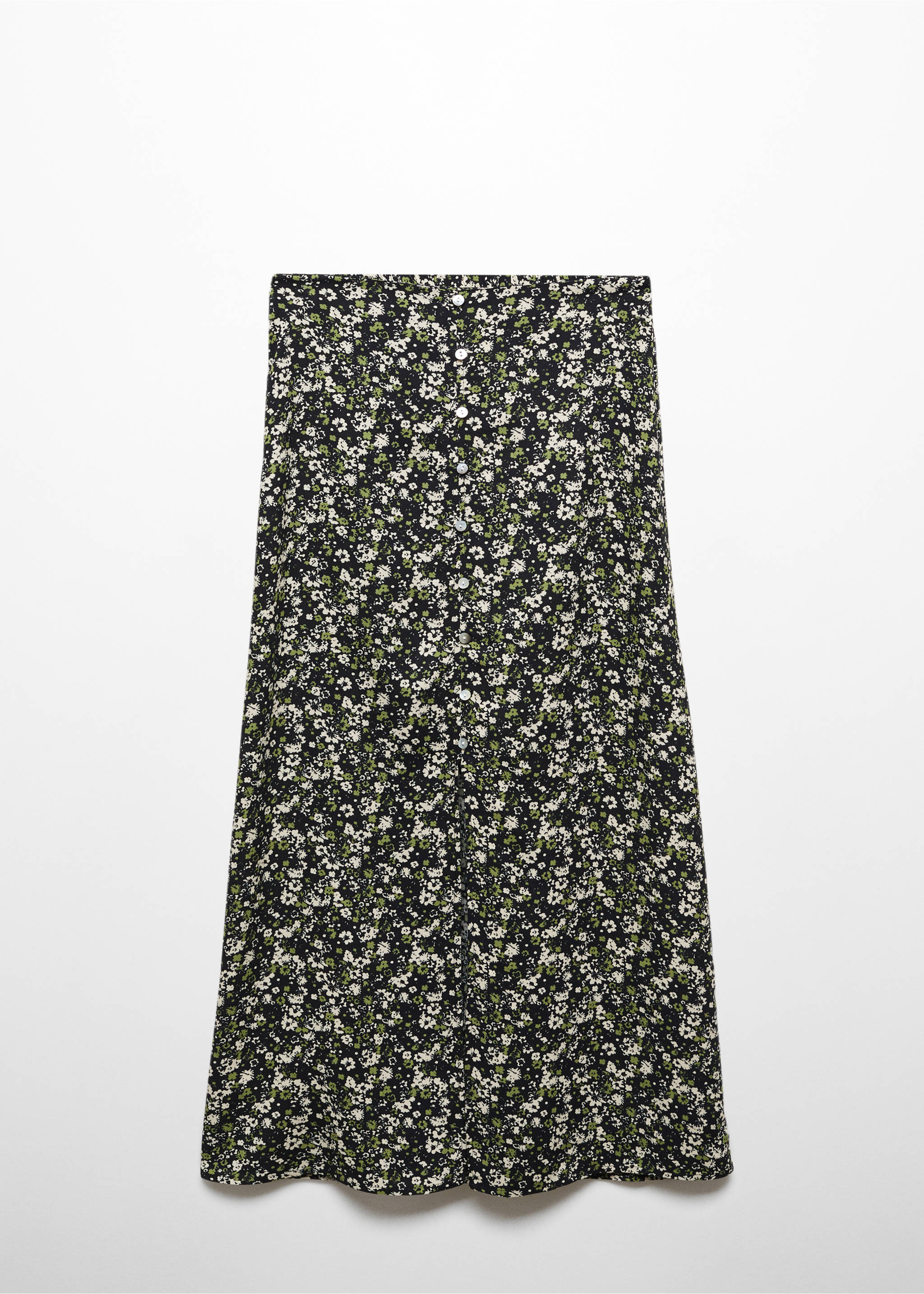 Slit printed long skirt - Article without model, Black. Ref: 57046009-00.