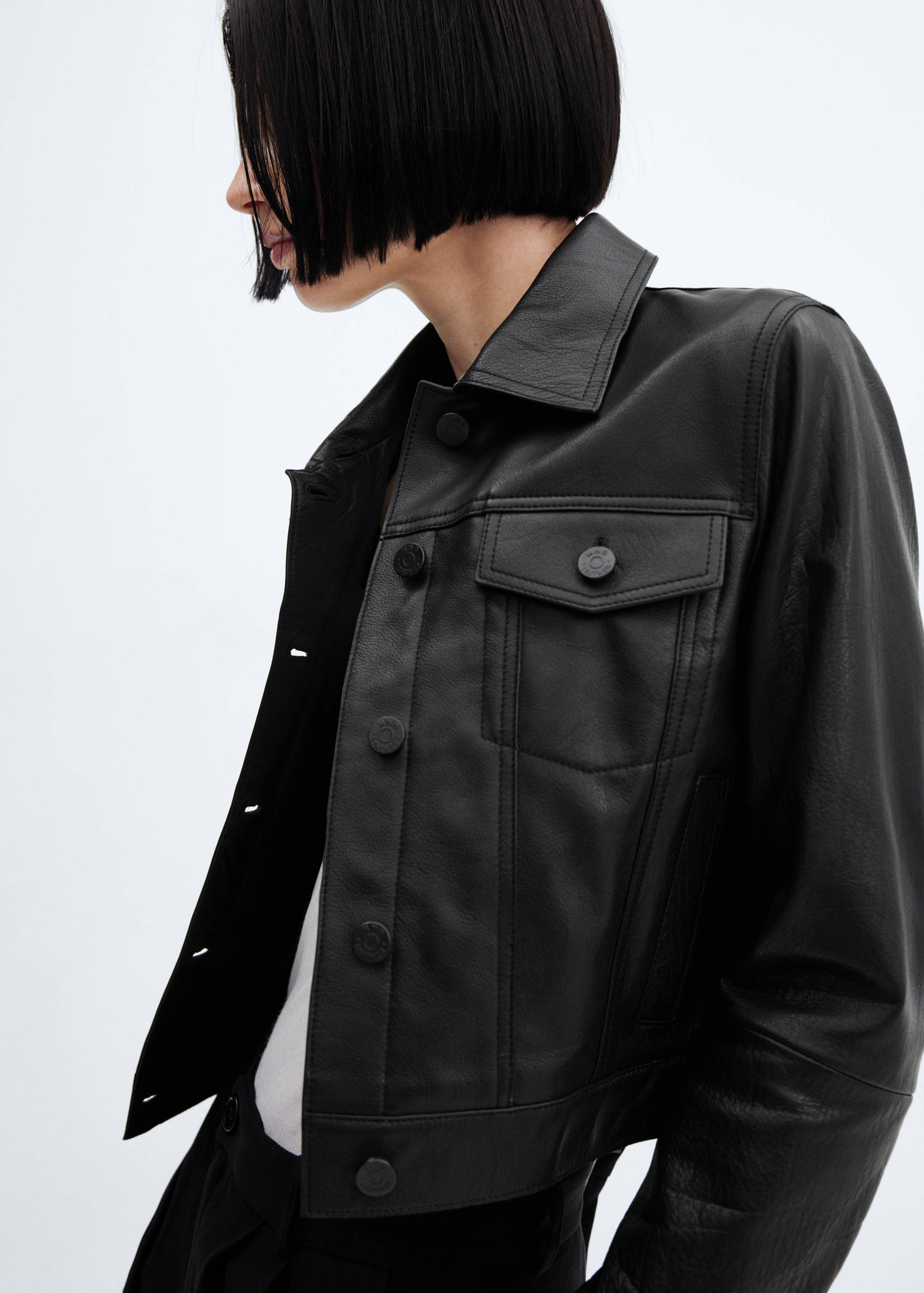 Suede jacket with fur-effect collar - Details of the article 6