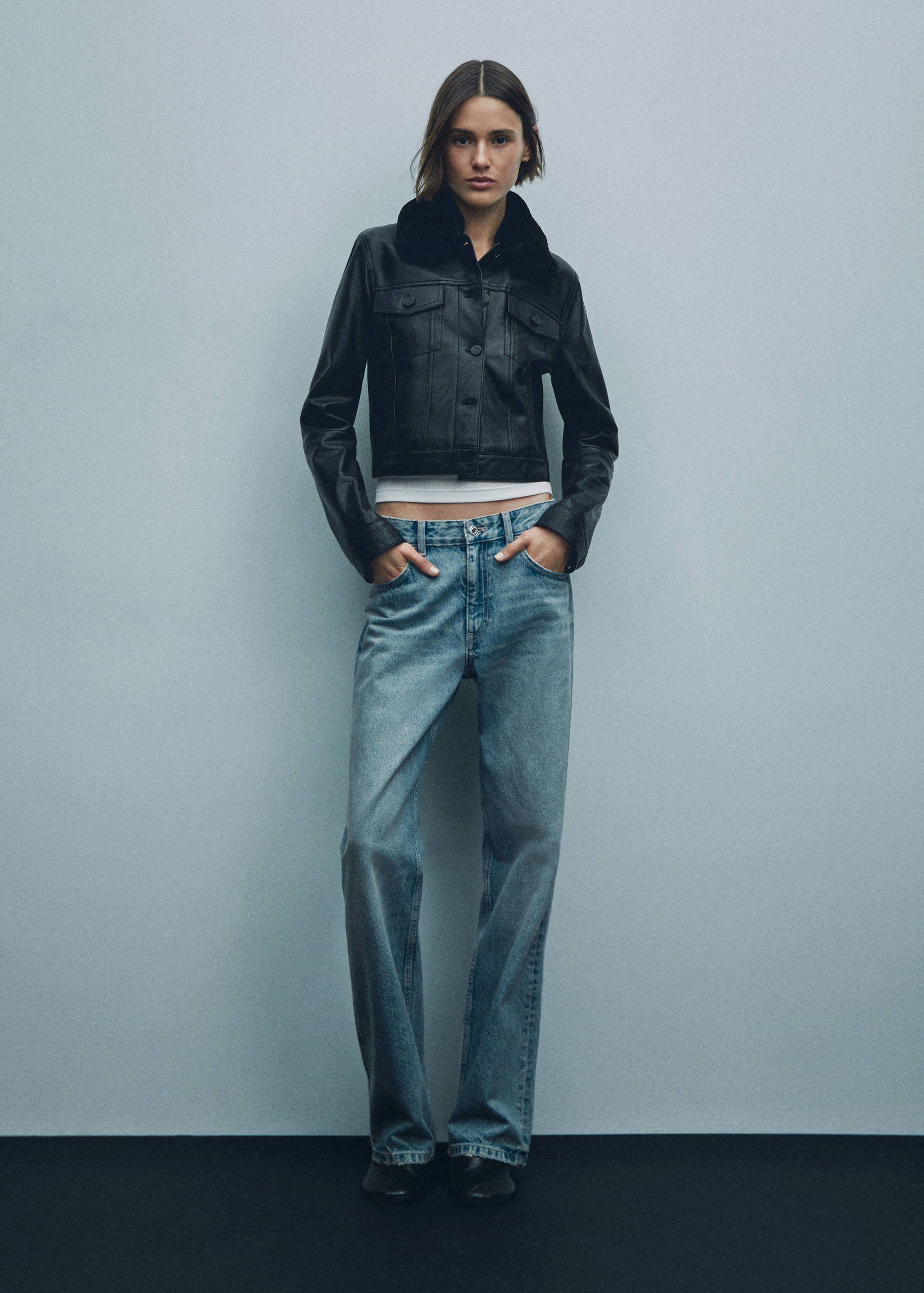 Suede jacket with fur-effect collar - Details of the article 7