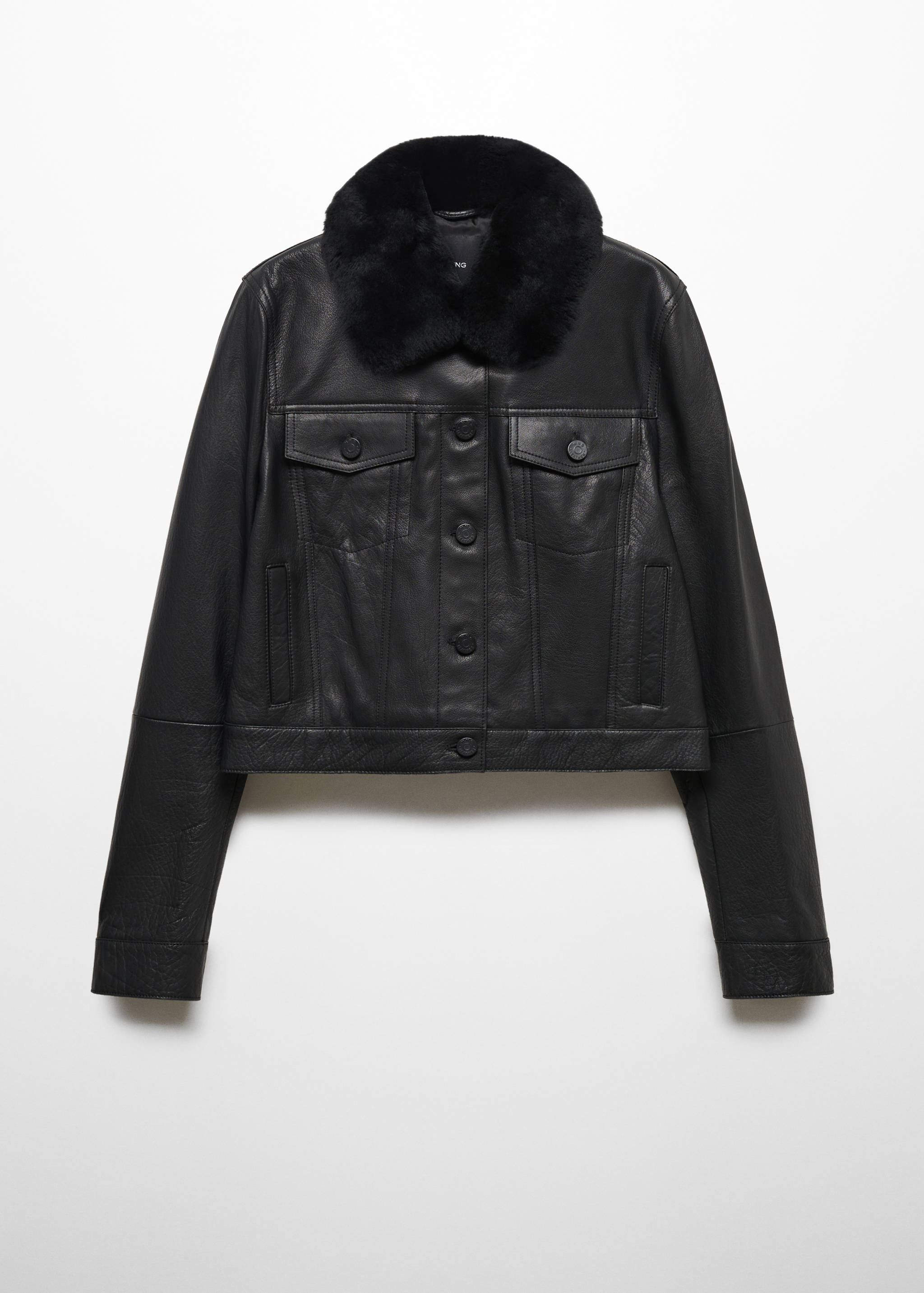 Suede jacket with fur-effect collar - Article without model