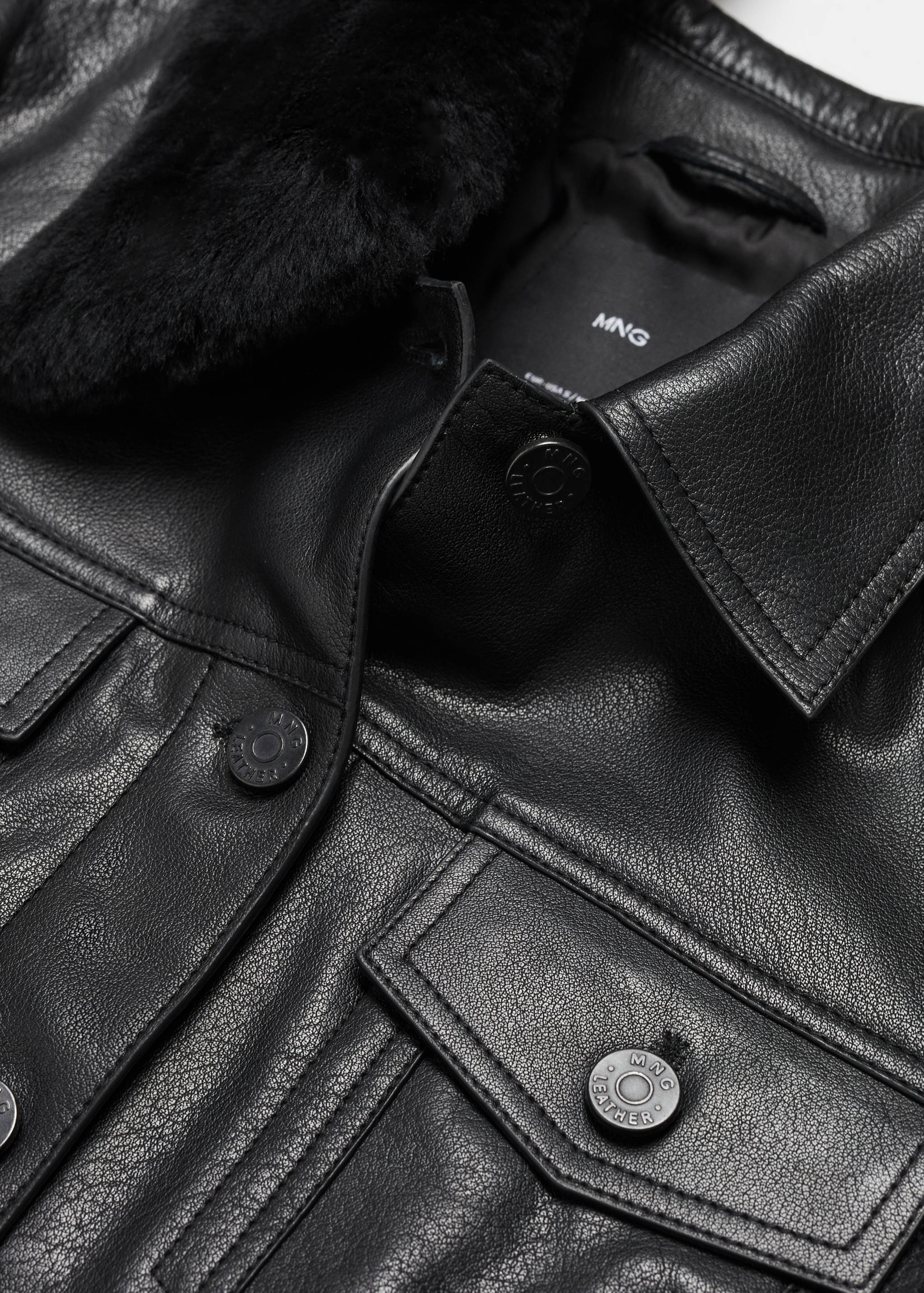 Suede jacket with fur-effect collar - Details of the article 8