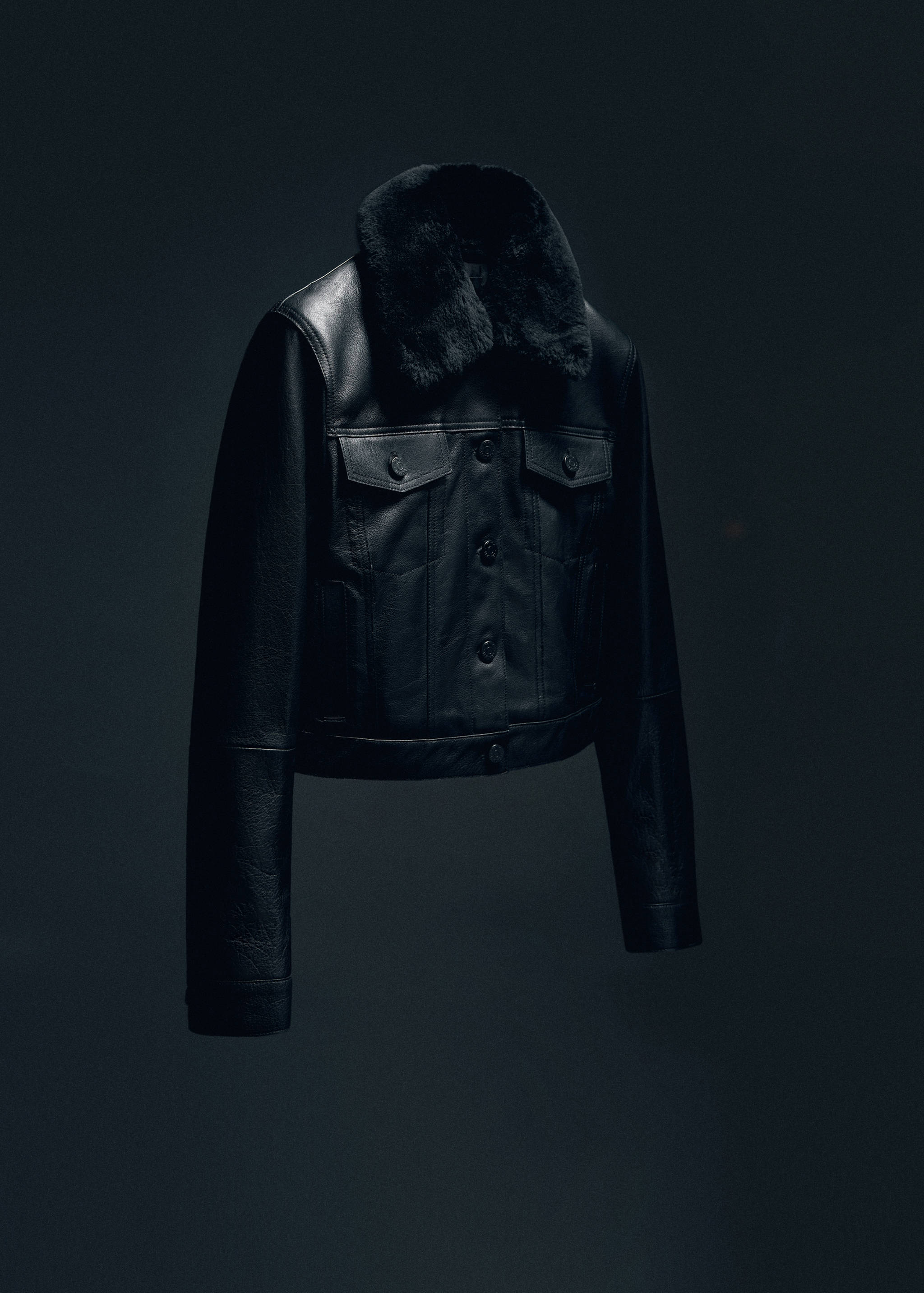 Suede jacket with fur-effect collar - Details of the article 9