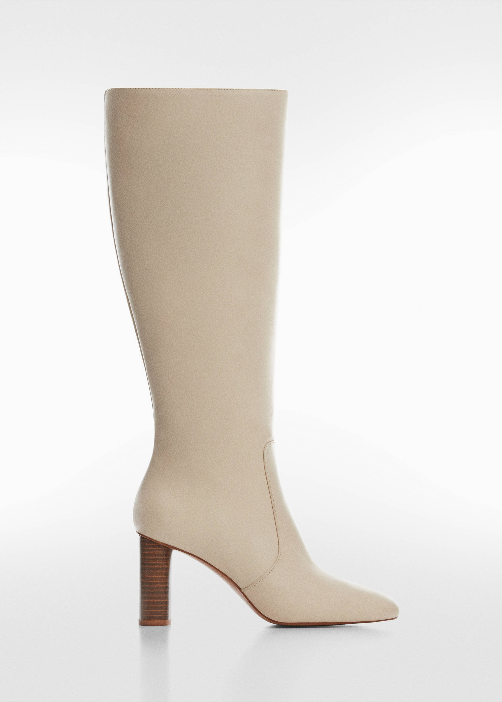 Round-toe leather boots - Article without model, Beige. Ref: 57046024-00.