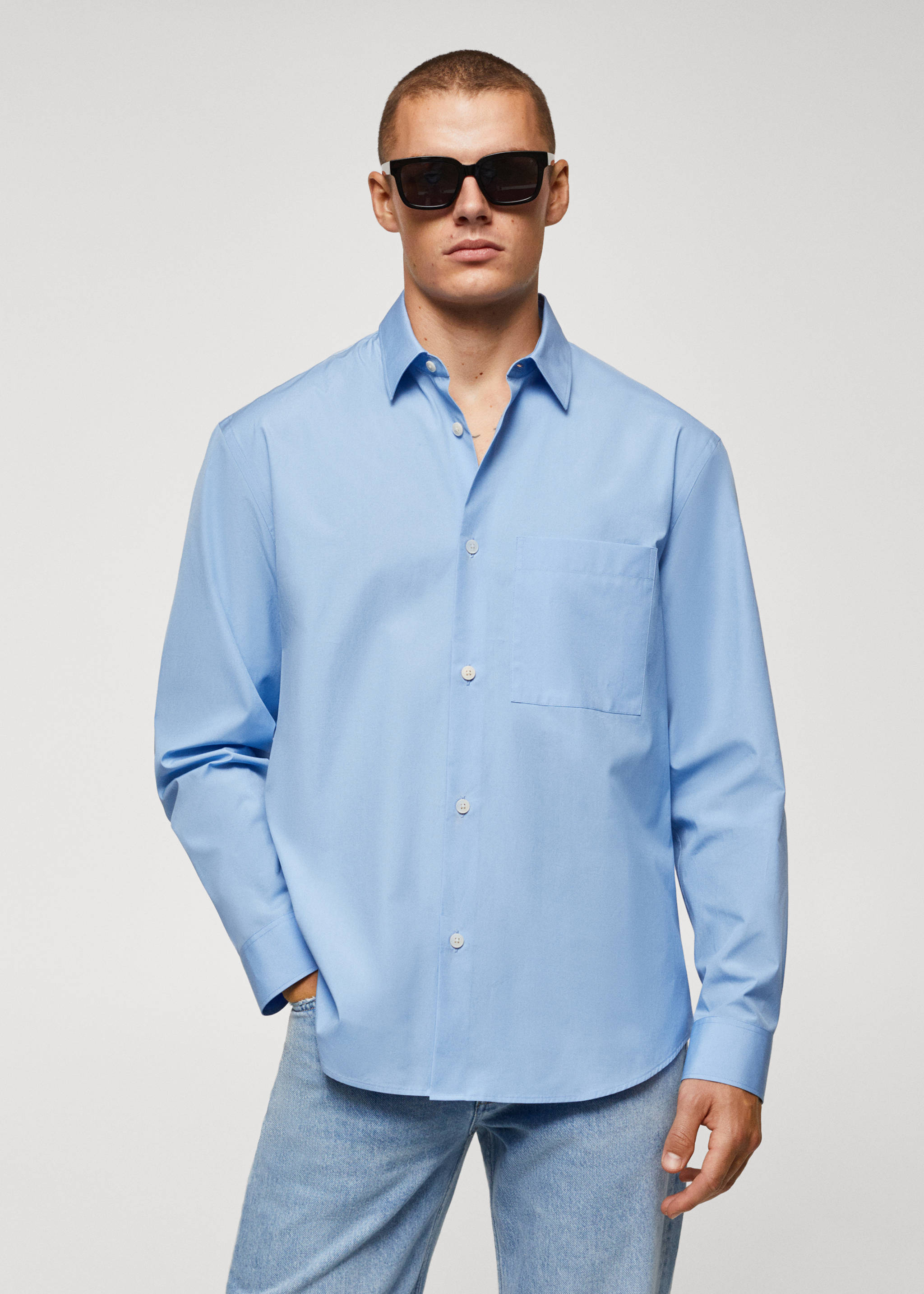 Relaxed fit cotton pocket shirt - Medium plane
