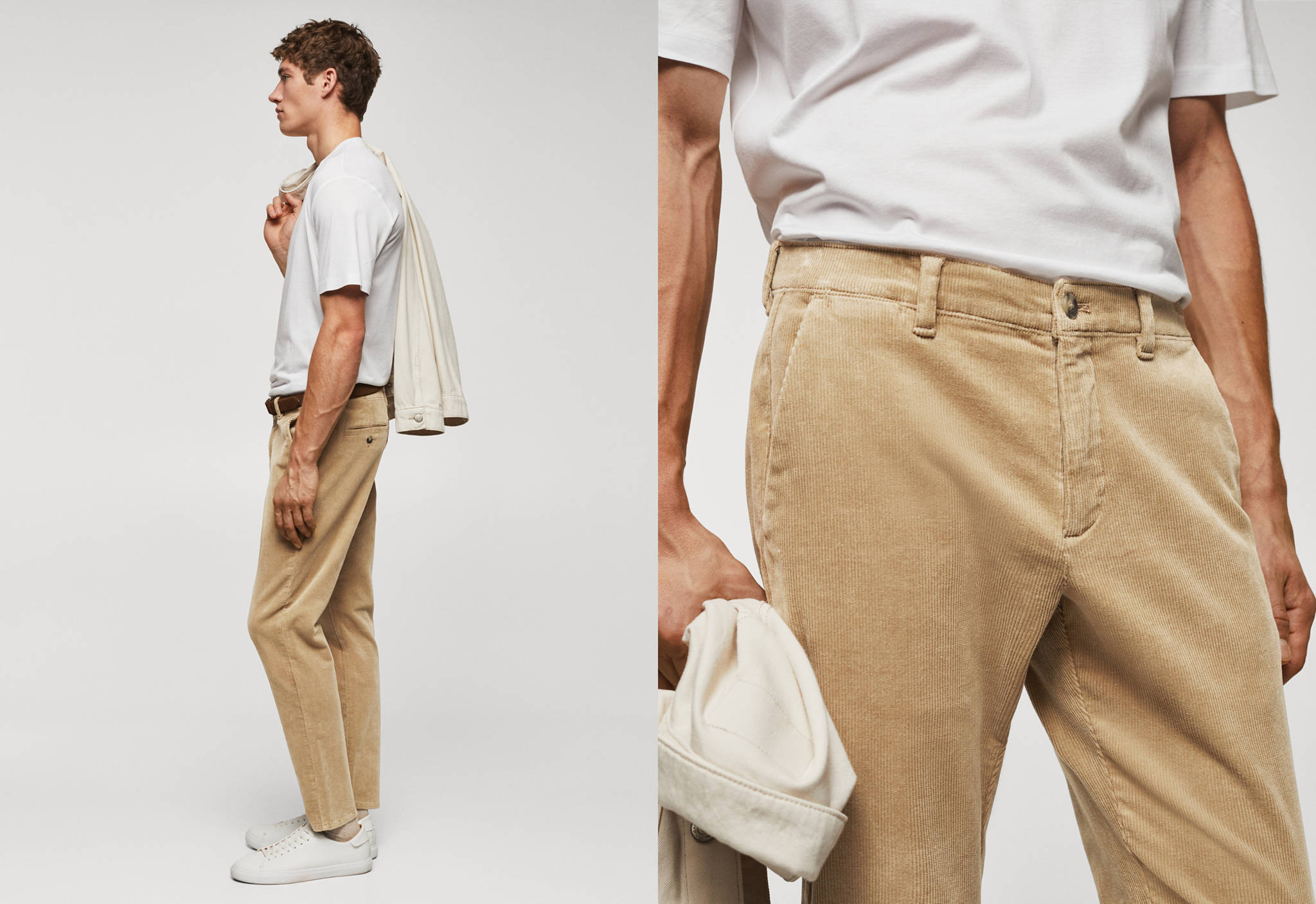 Corduroy slim-fit cropped trousers - Panoramic plane