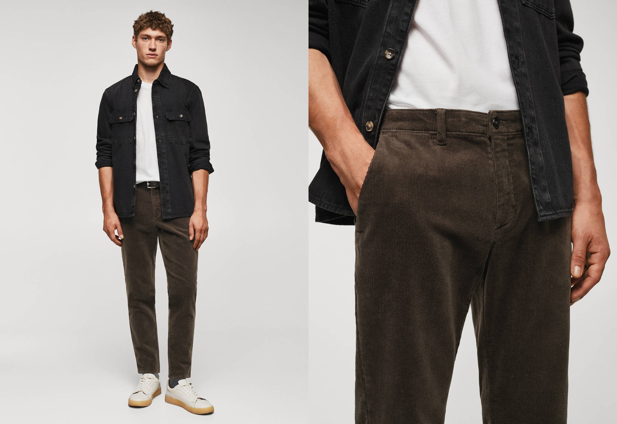 Corduroy slim-fit cropped trousers - Panoramic plane