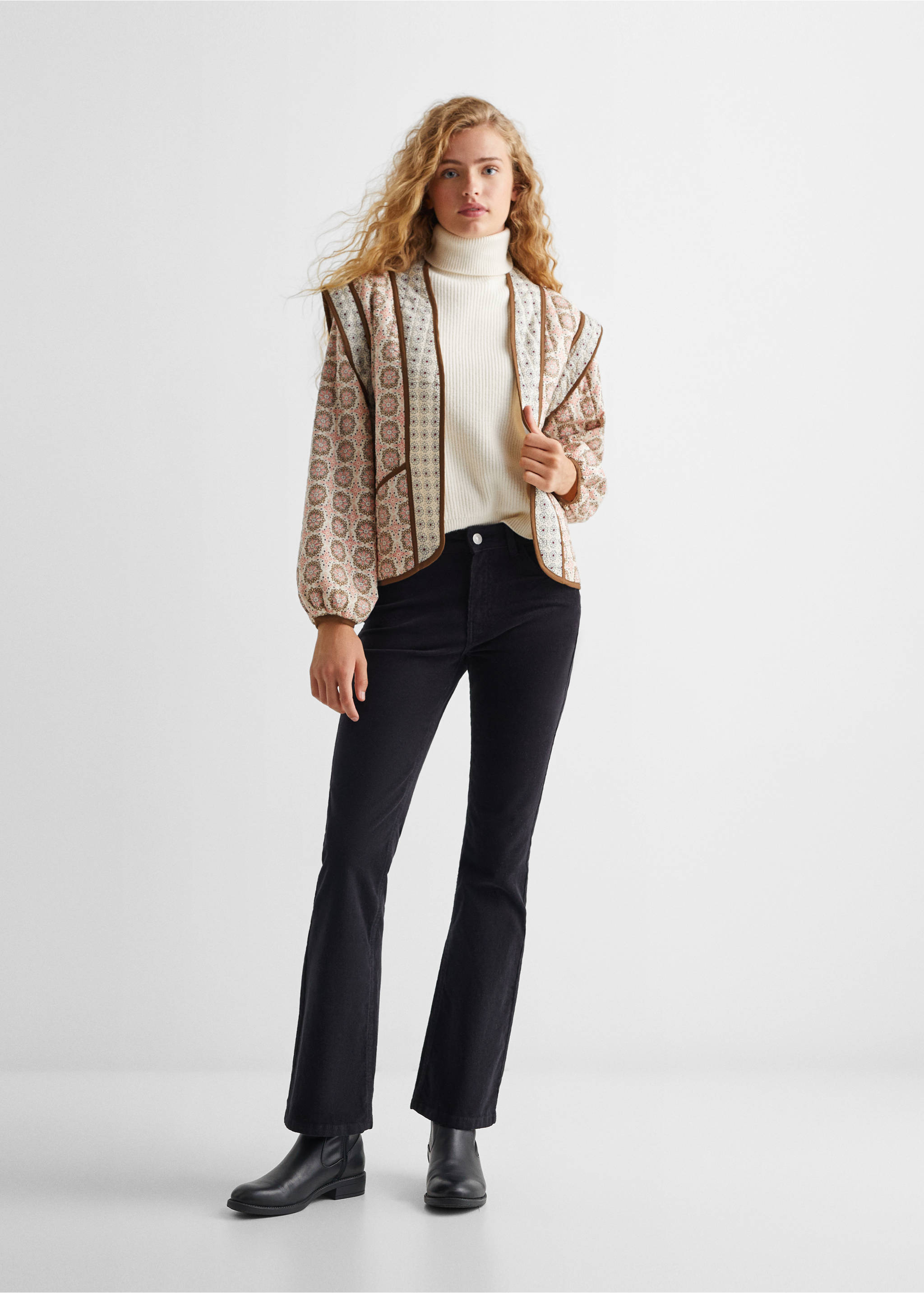 Gemusterte Steppjacke - Allgemeine Ansicht, Beige. Ref: 57047110-00.