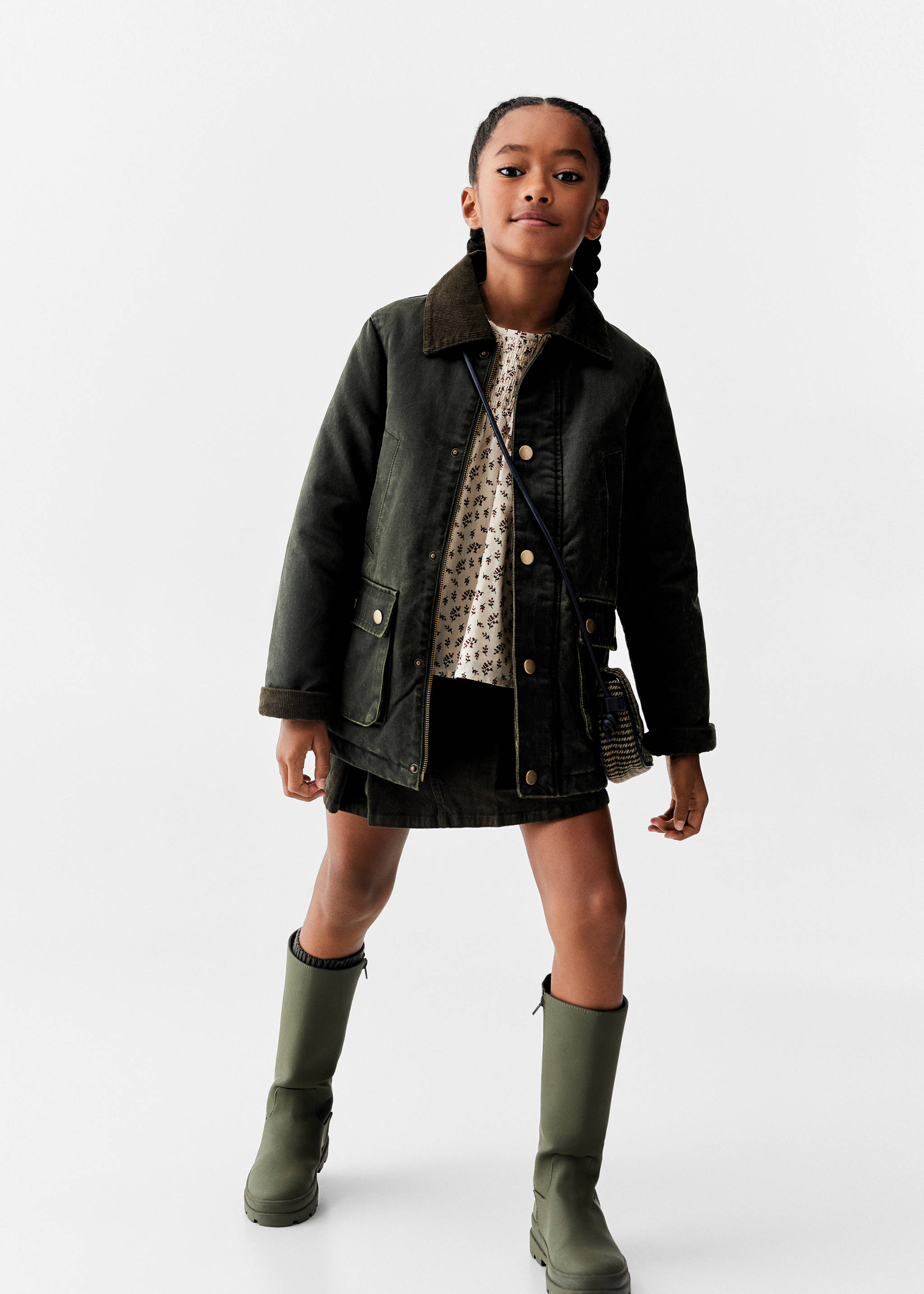 Waxed-effect short parka - General plane