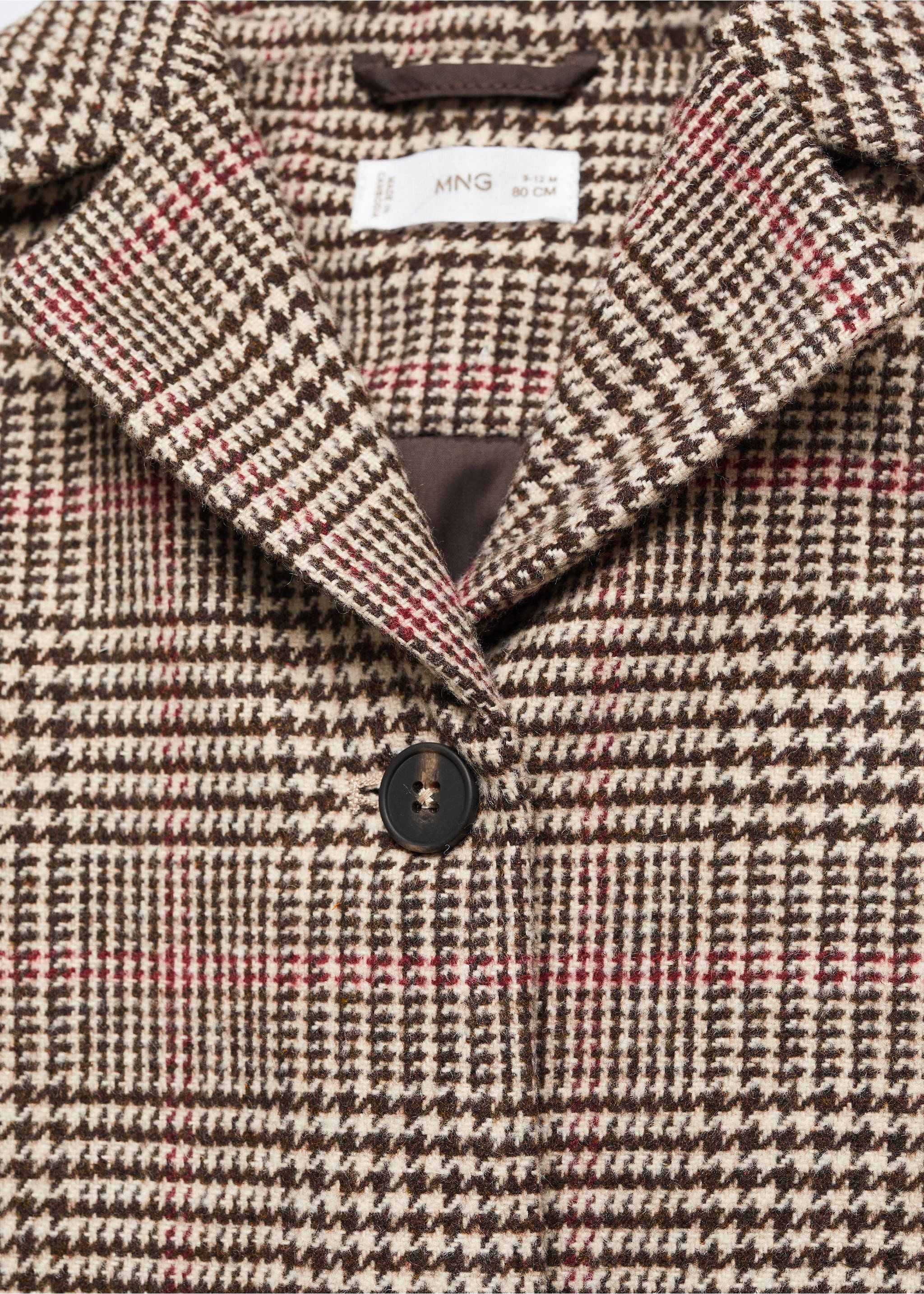 Houndstooth coat - Details of the article 8, Coffee. Ref: 57047117-00.