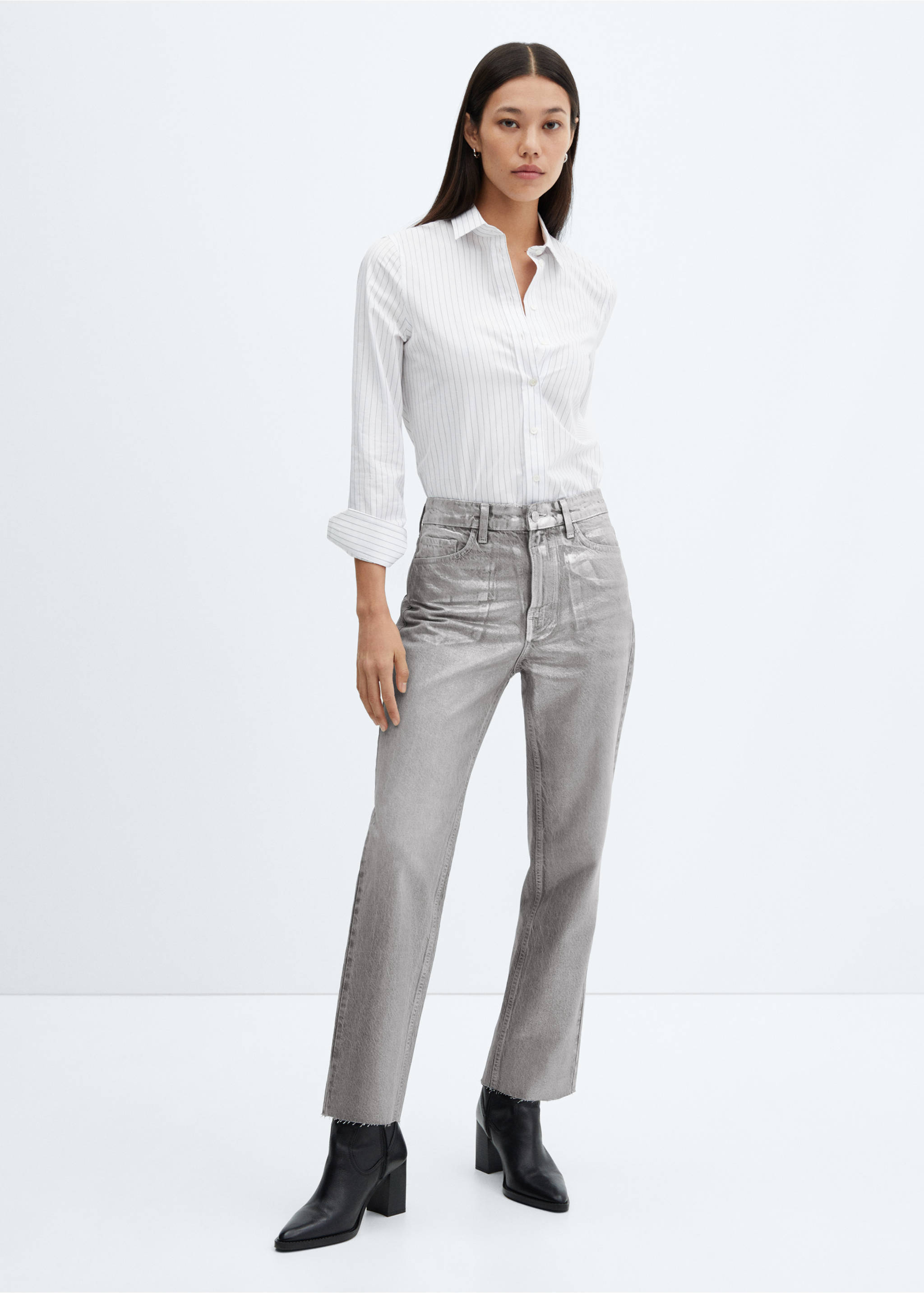 Straight foil jeans - General plane, Silver. Ref: 57047126-00.