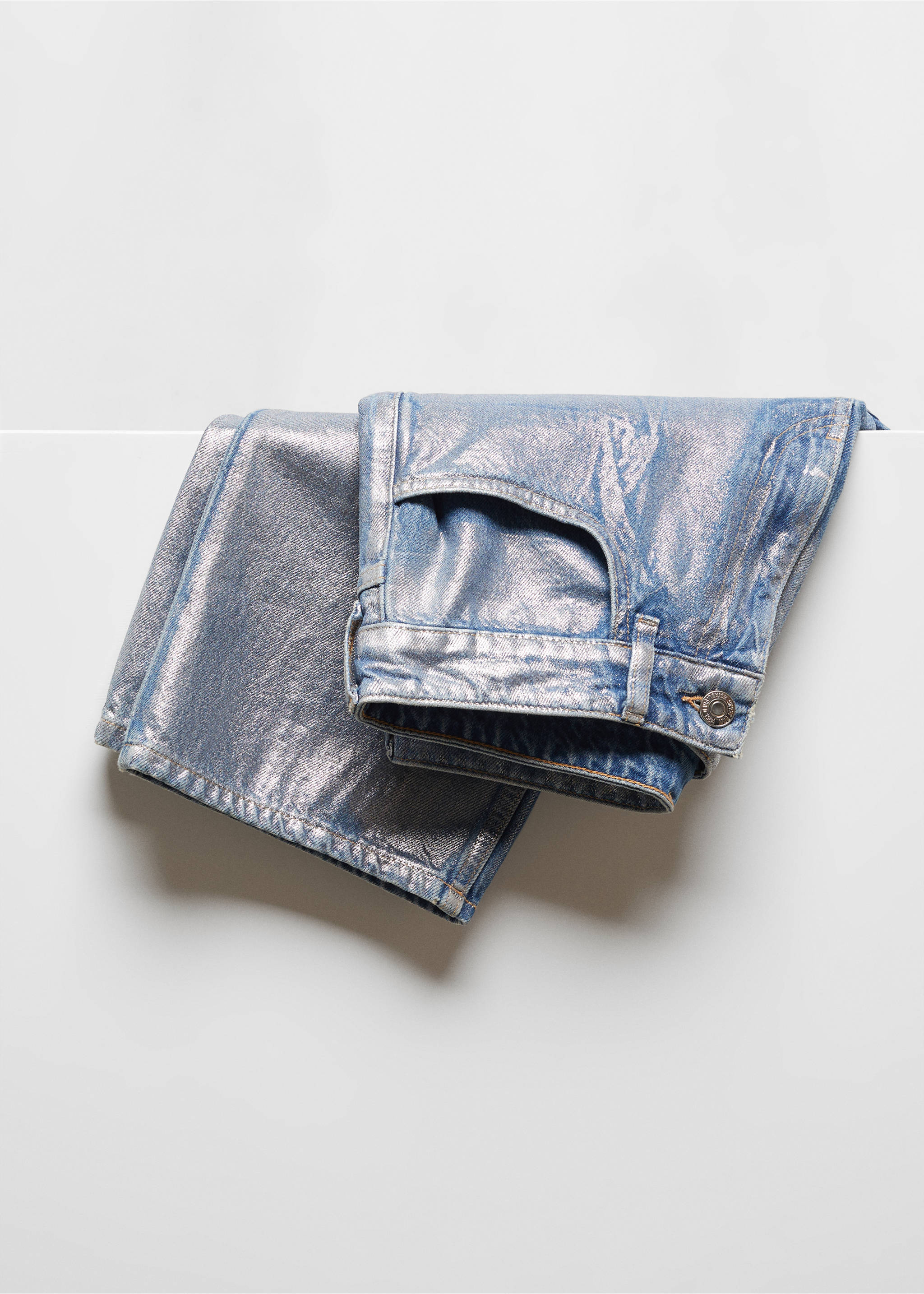Straight foil jeans - Details of the article 8, Silver. Ref: 57047126-00.