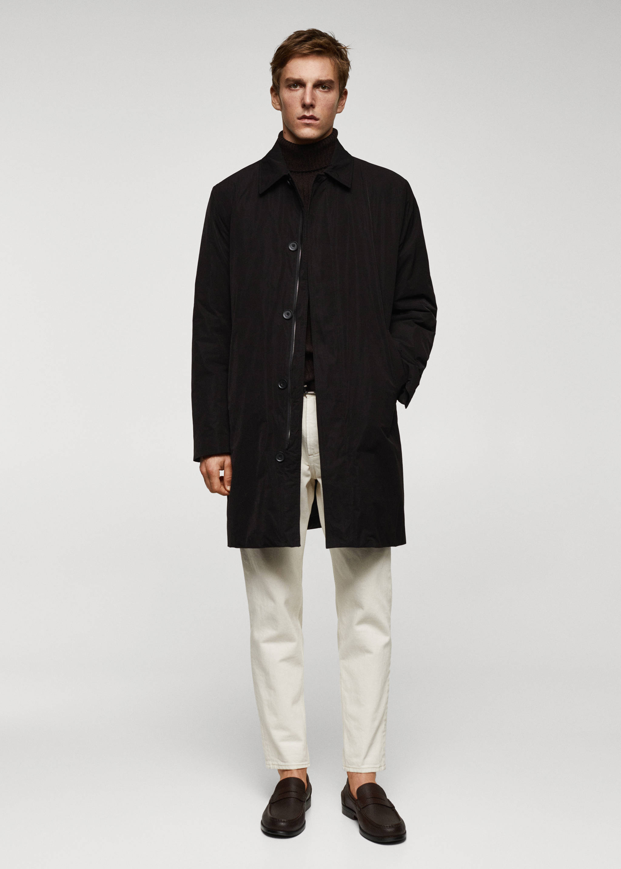 Water-repellent quilted trench coat - General plane
