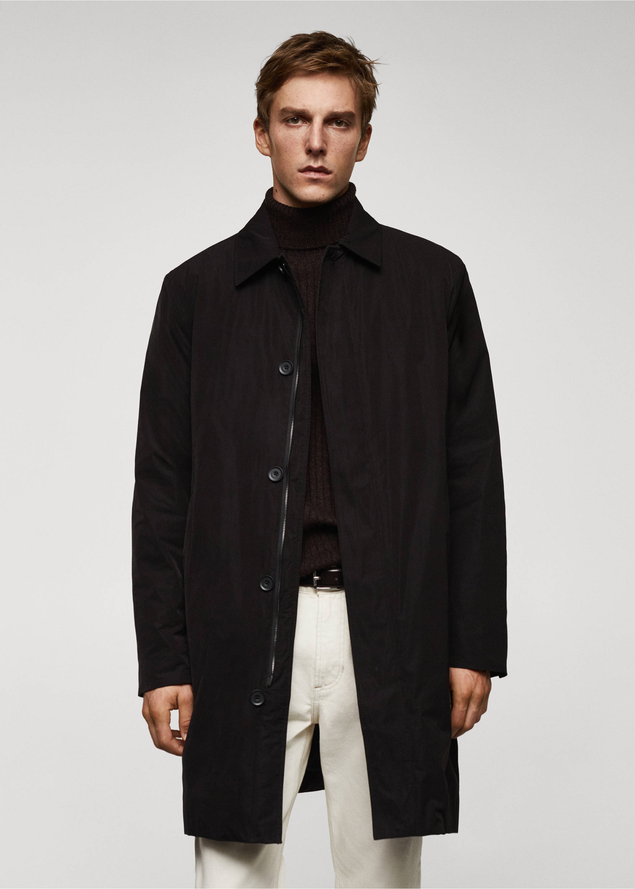 Trench matelassé hydrofuge - Plan moyen, Noir. Ref: 57047706-00.