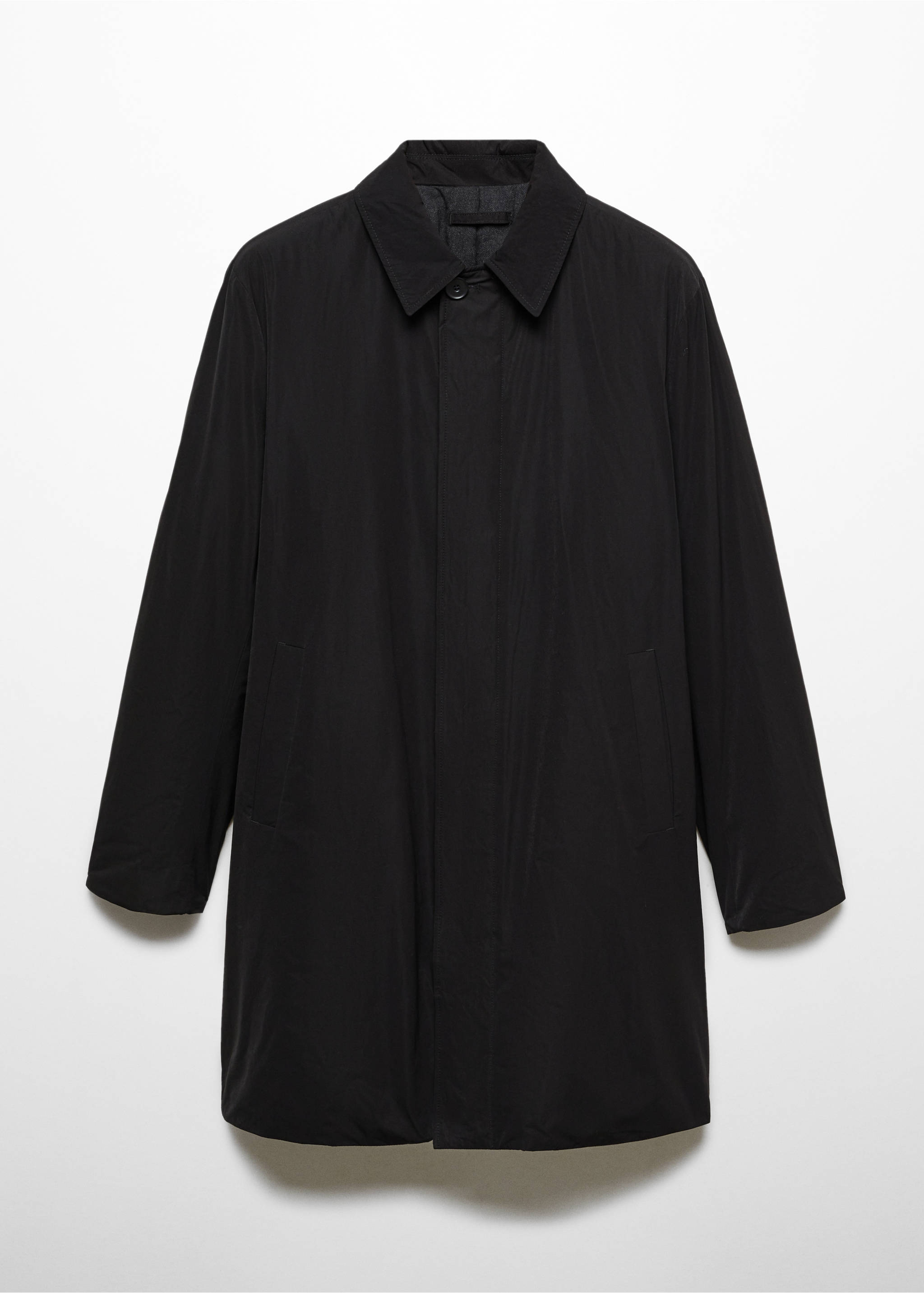 Water-repellent quilted trench coat - Article without model, Black. Ref: 57047706-00.