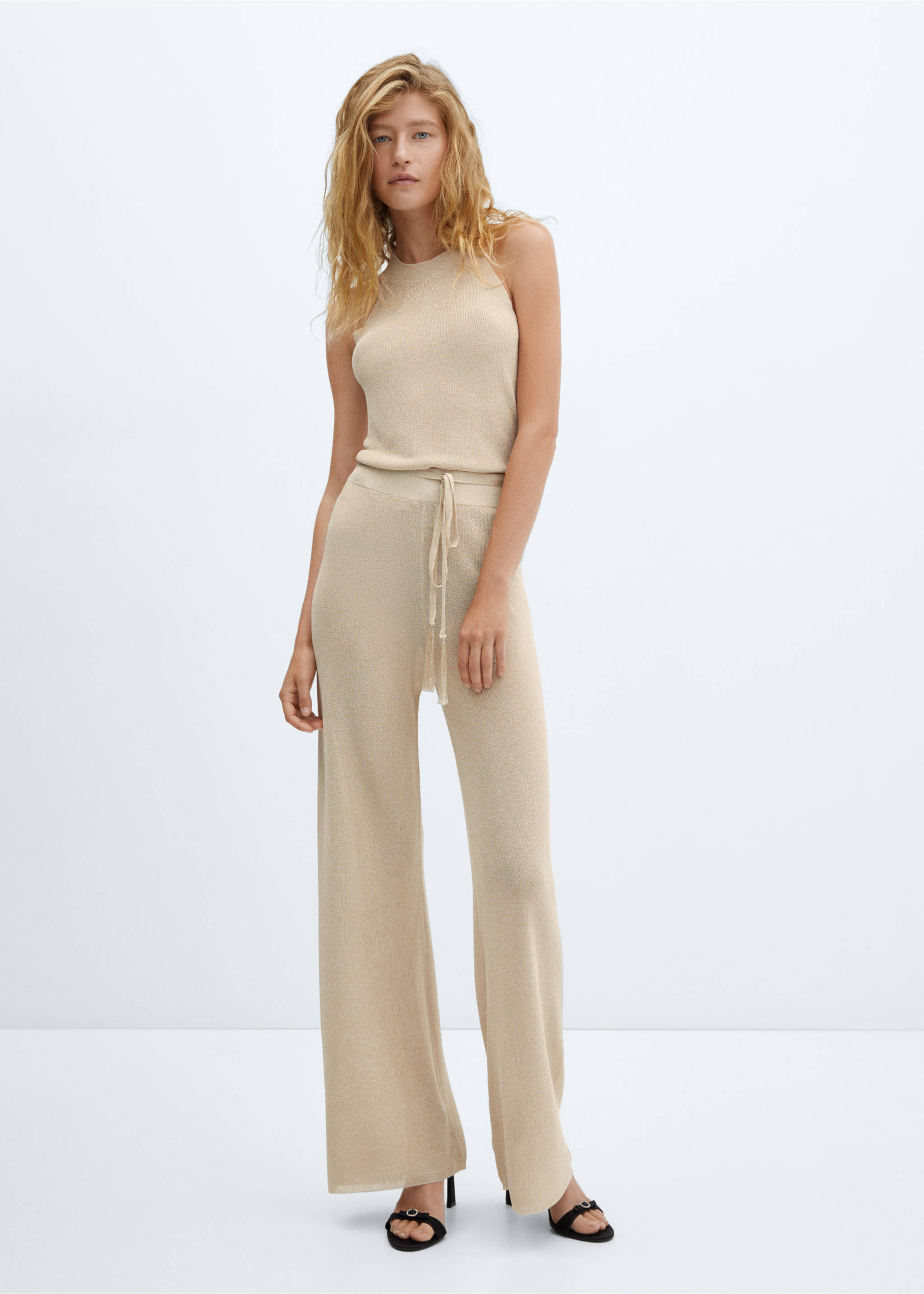 Lurex-knit flared trousers - General plane, Gold. Ref: 57047717-00.