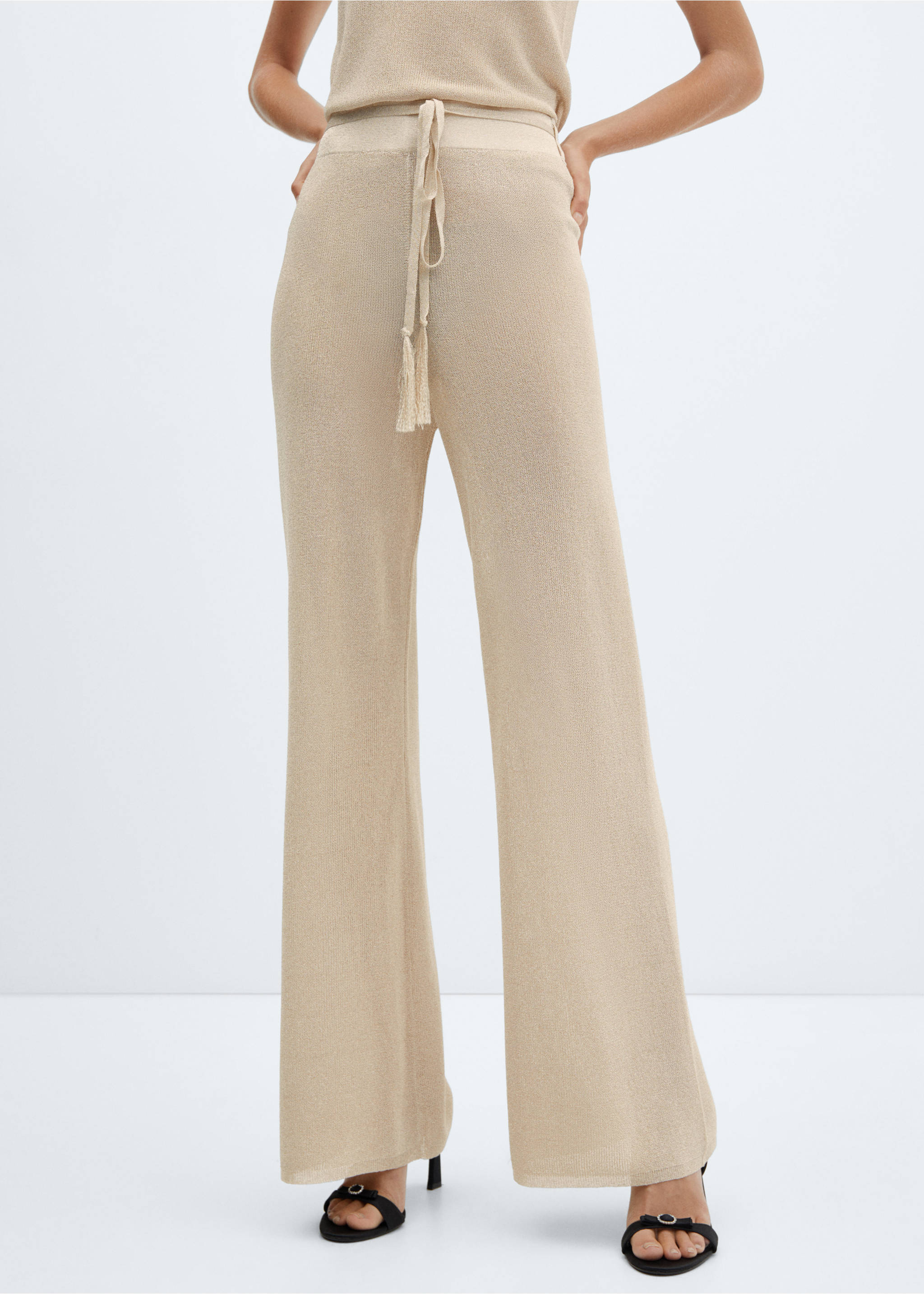 Lurex-knit flared trousers - Medium plane, Gold. Ref: 57047717-00.