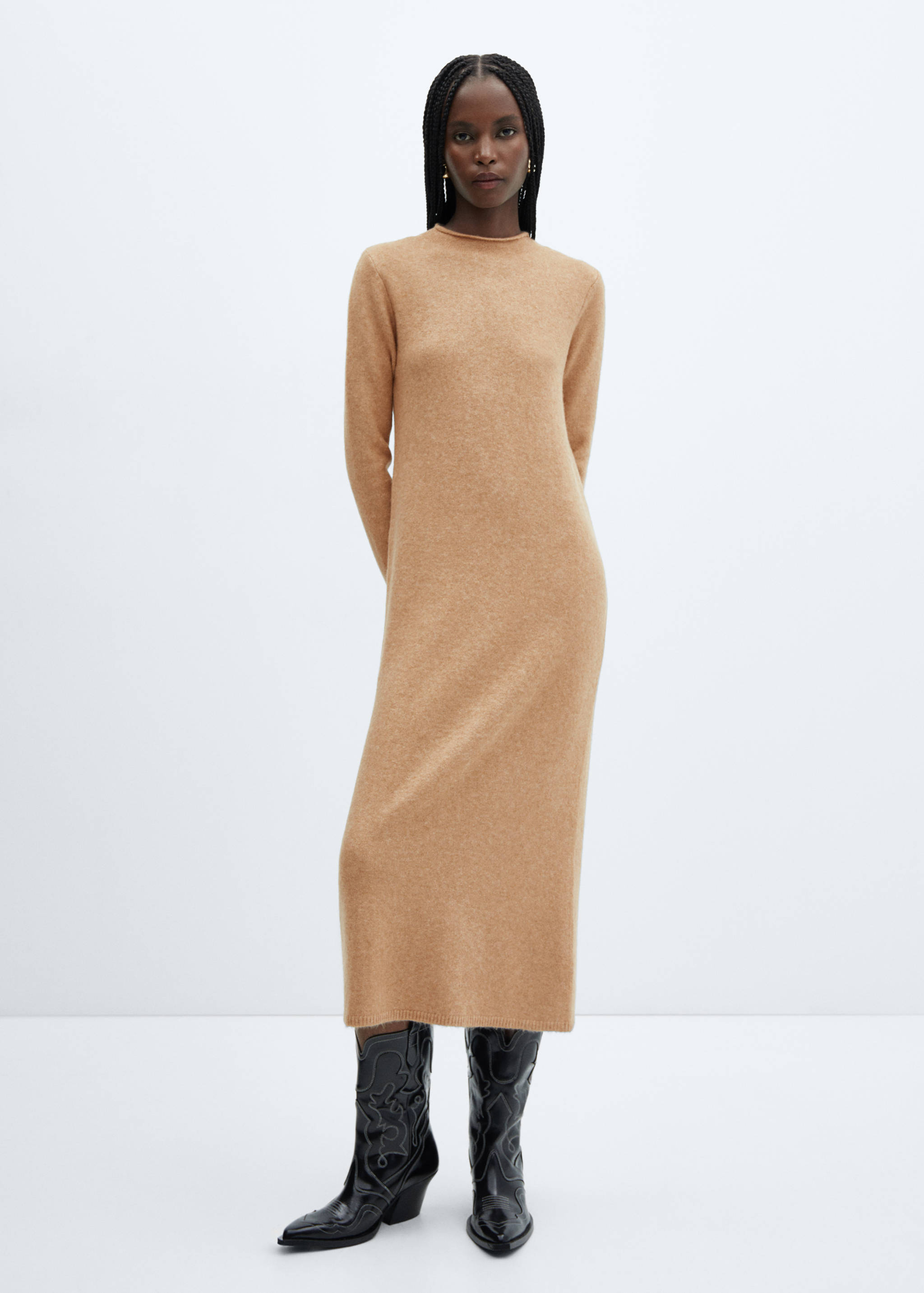 Strickkleid mit halbhohem Kragen - Allgemeine Ansicht