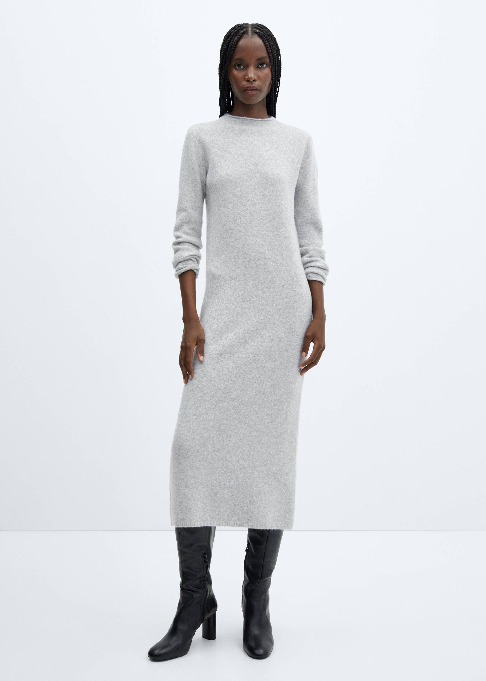 Strickkleid mit halbhohem Kragen - Allgemeine Ansicht