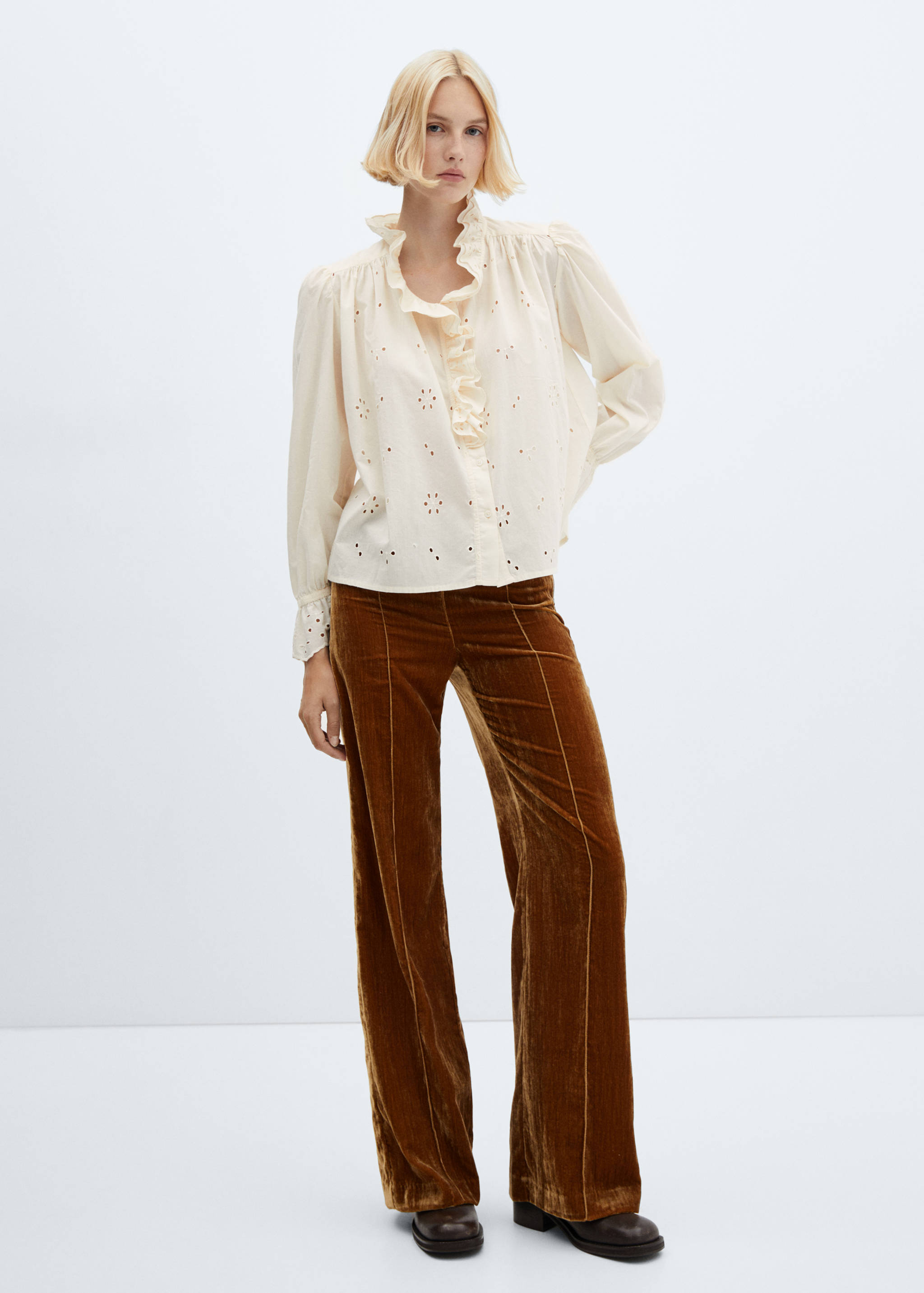 Openwork shirt with ruffle detail - General plane