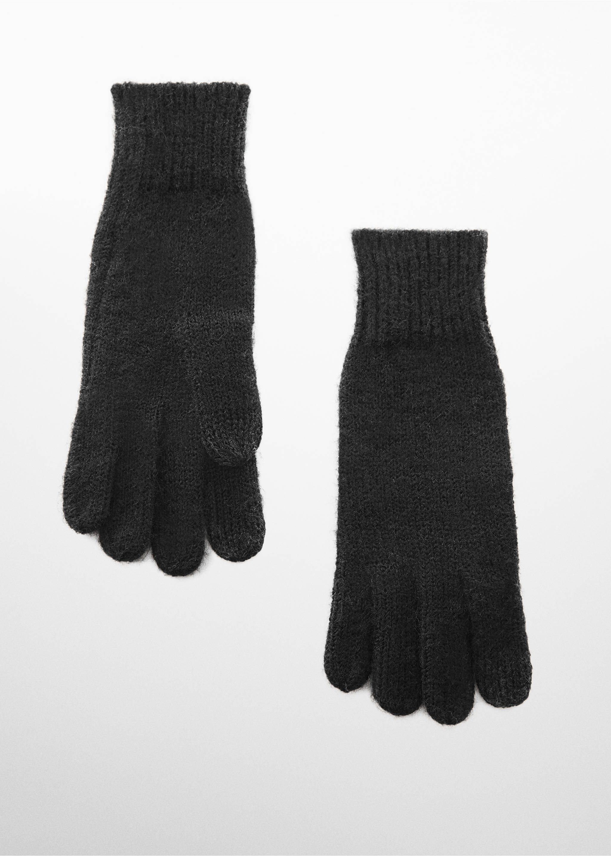 Ribbed knit gloves - Article without model, Black. Ref: 57047740-00.