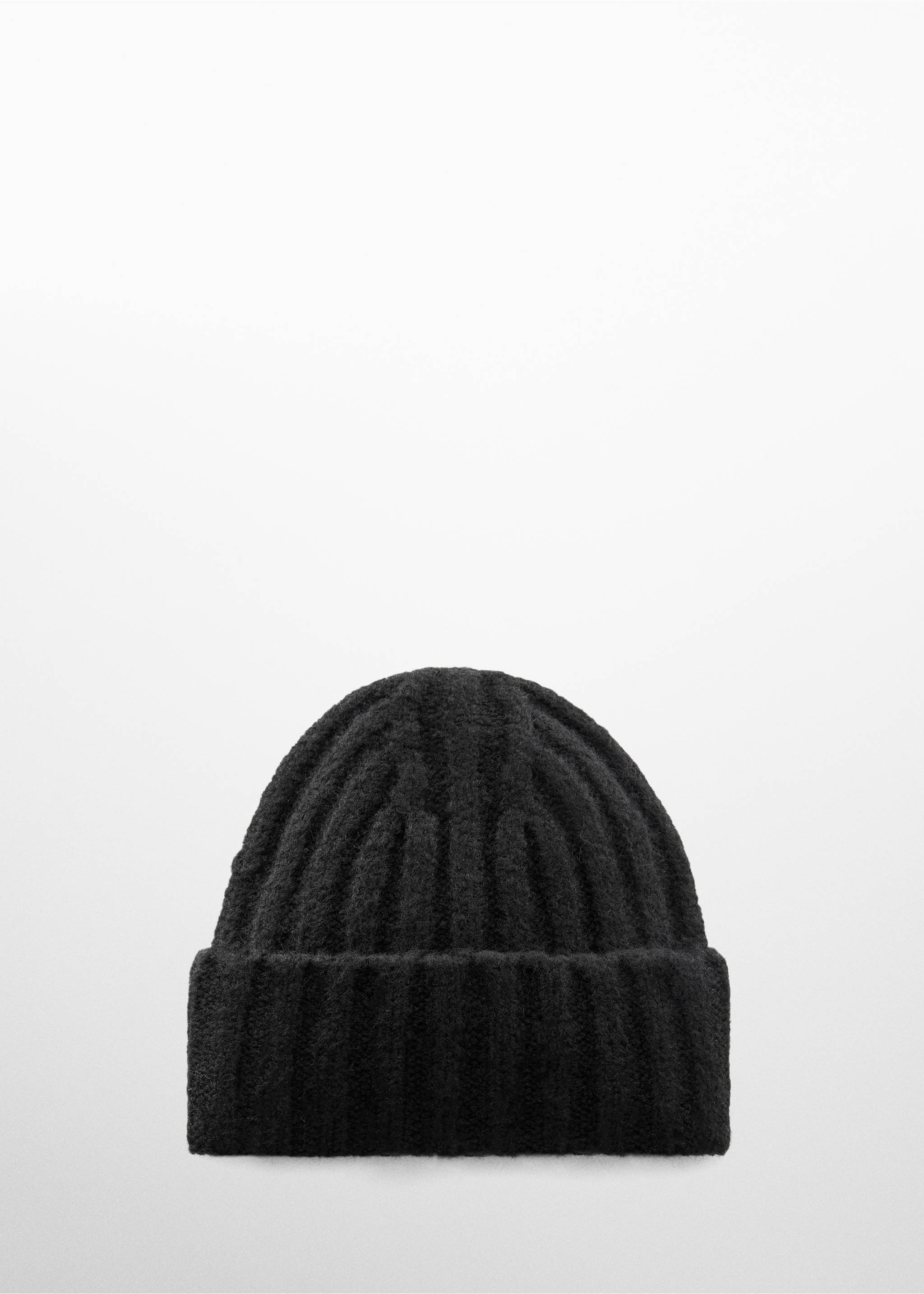 Ribbed beanie - Article without model, Black. Ref: 57047741-00.