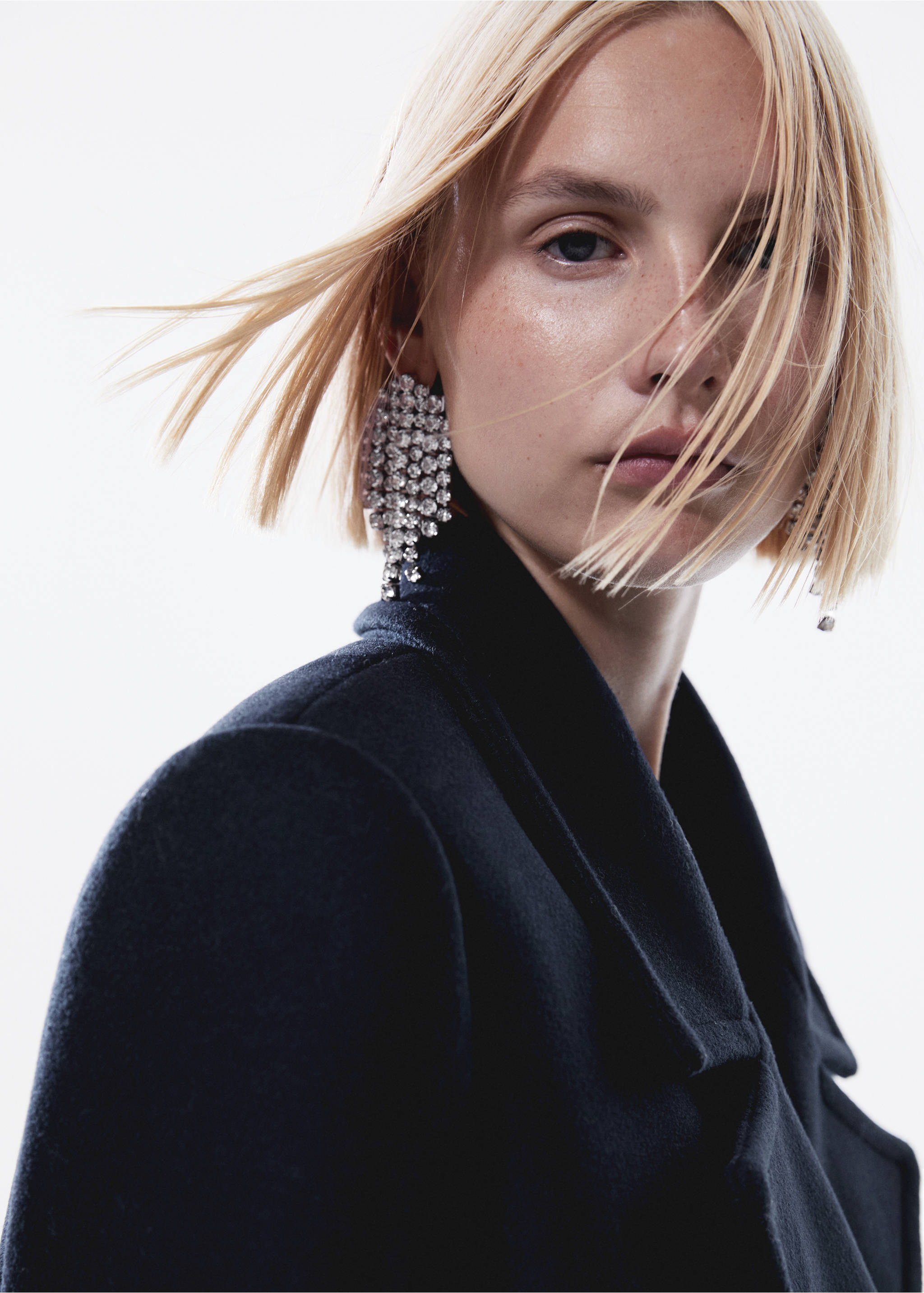 Double-breasted wool coat - Details of the article 1, Dark Navy. Ref: 57047760-00.