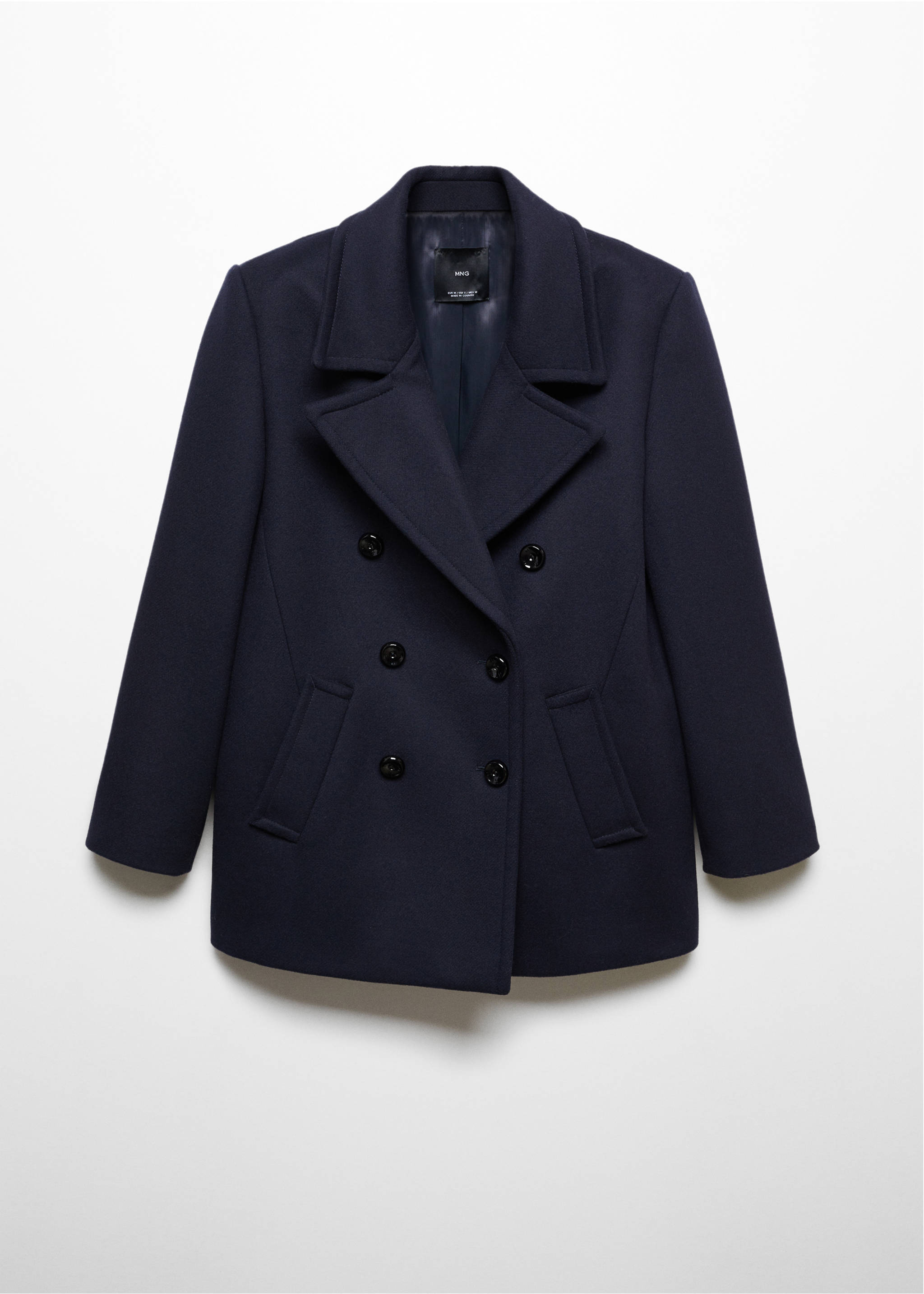 Double-breasted wool coat - Article without model, Dark Navy. Ref: 57047760-00.