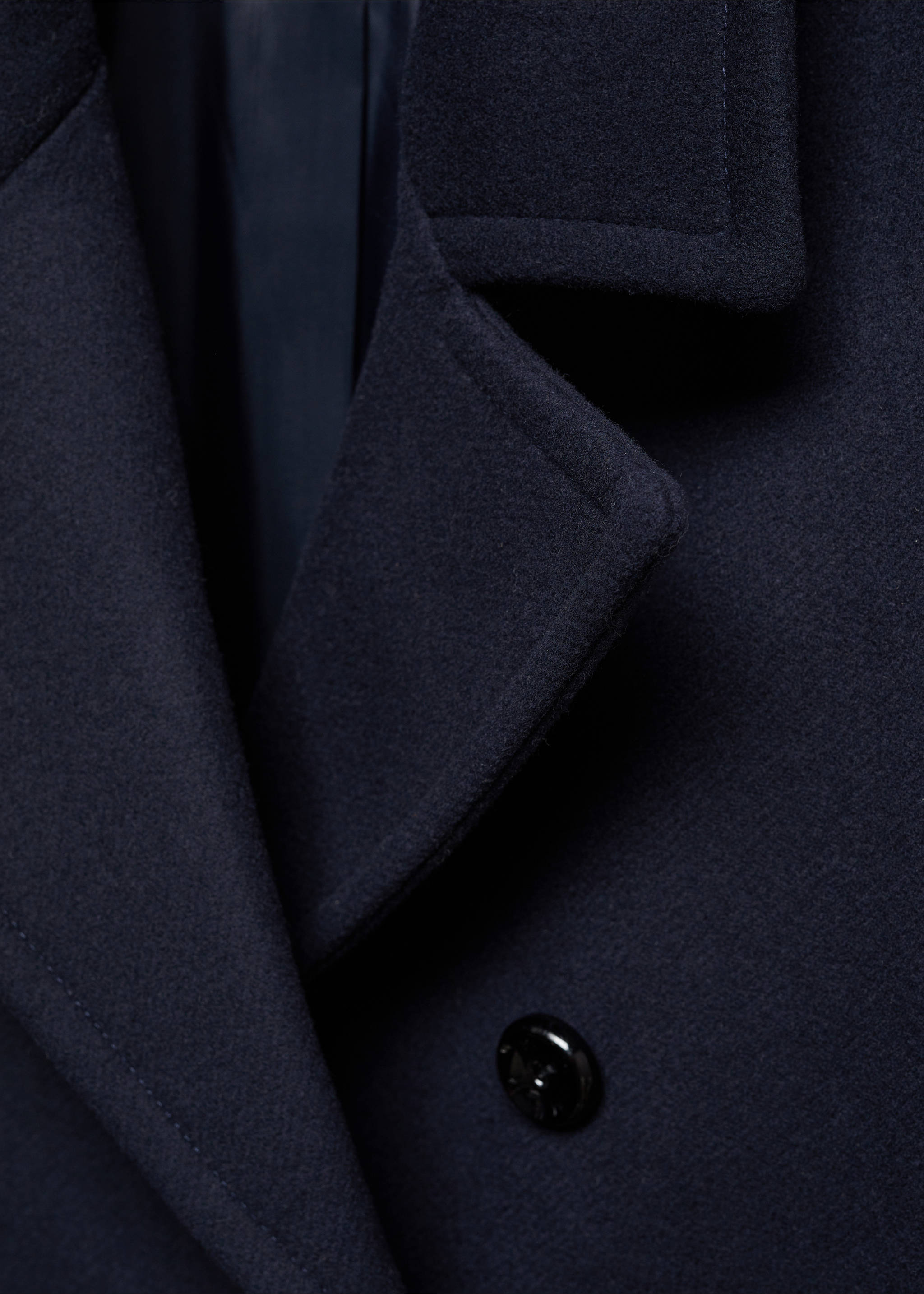 Double-breasted wool coat - Details of the article 8, Dark Navy. Ref: 57047760-00.
