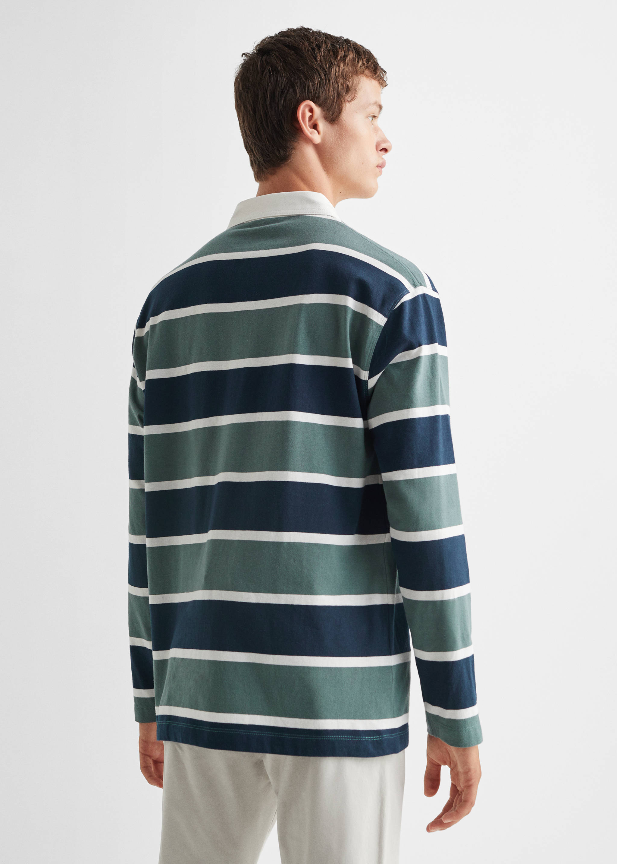 Striped long-sleeved polo shirt - Reverse of the article