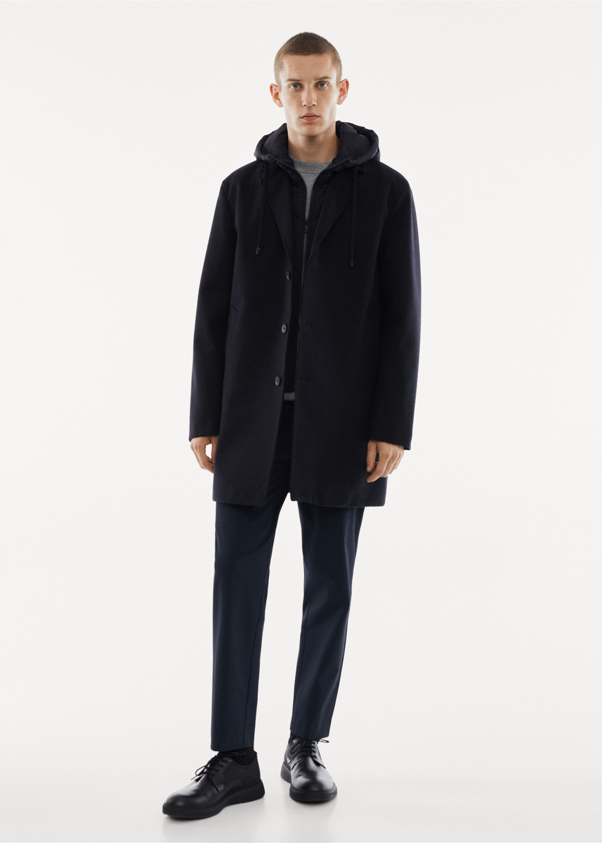 Detachable hood wool coat - General plane