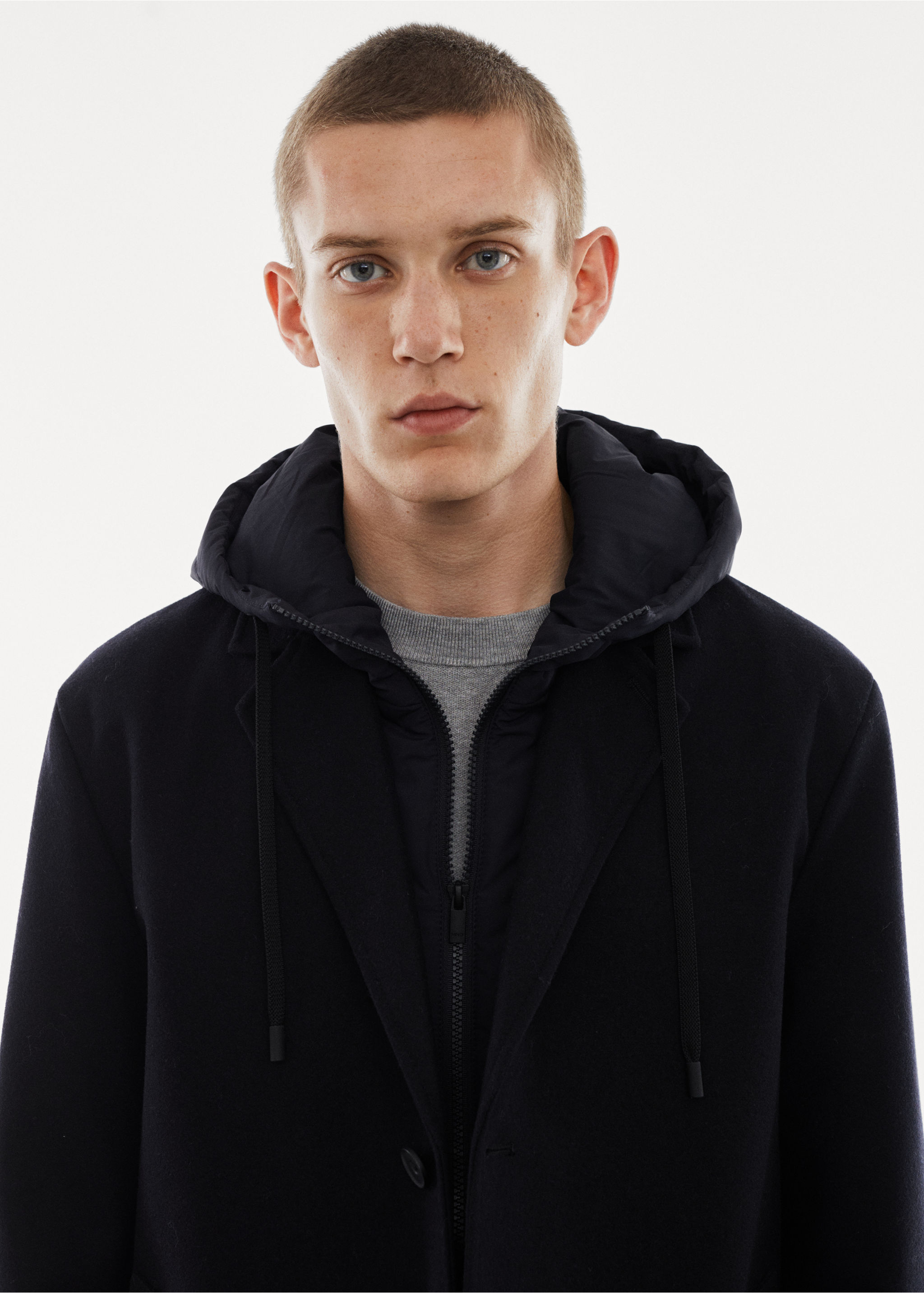 Detachable hood wool coat - Details of the article 1