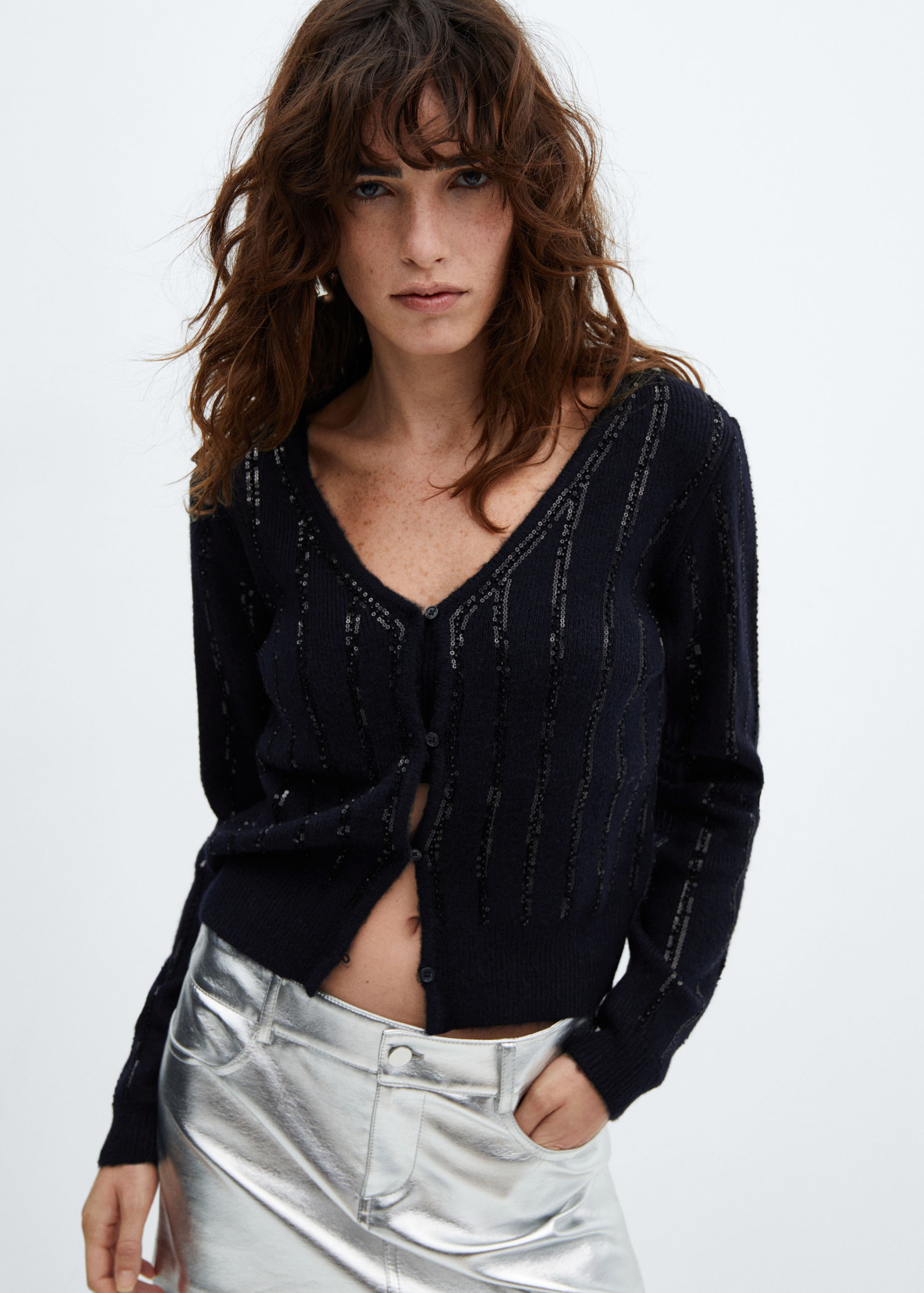 Paillettes knit cardigan - Medium plane