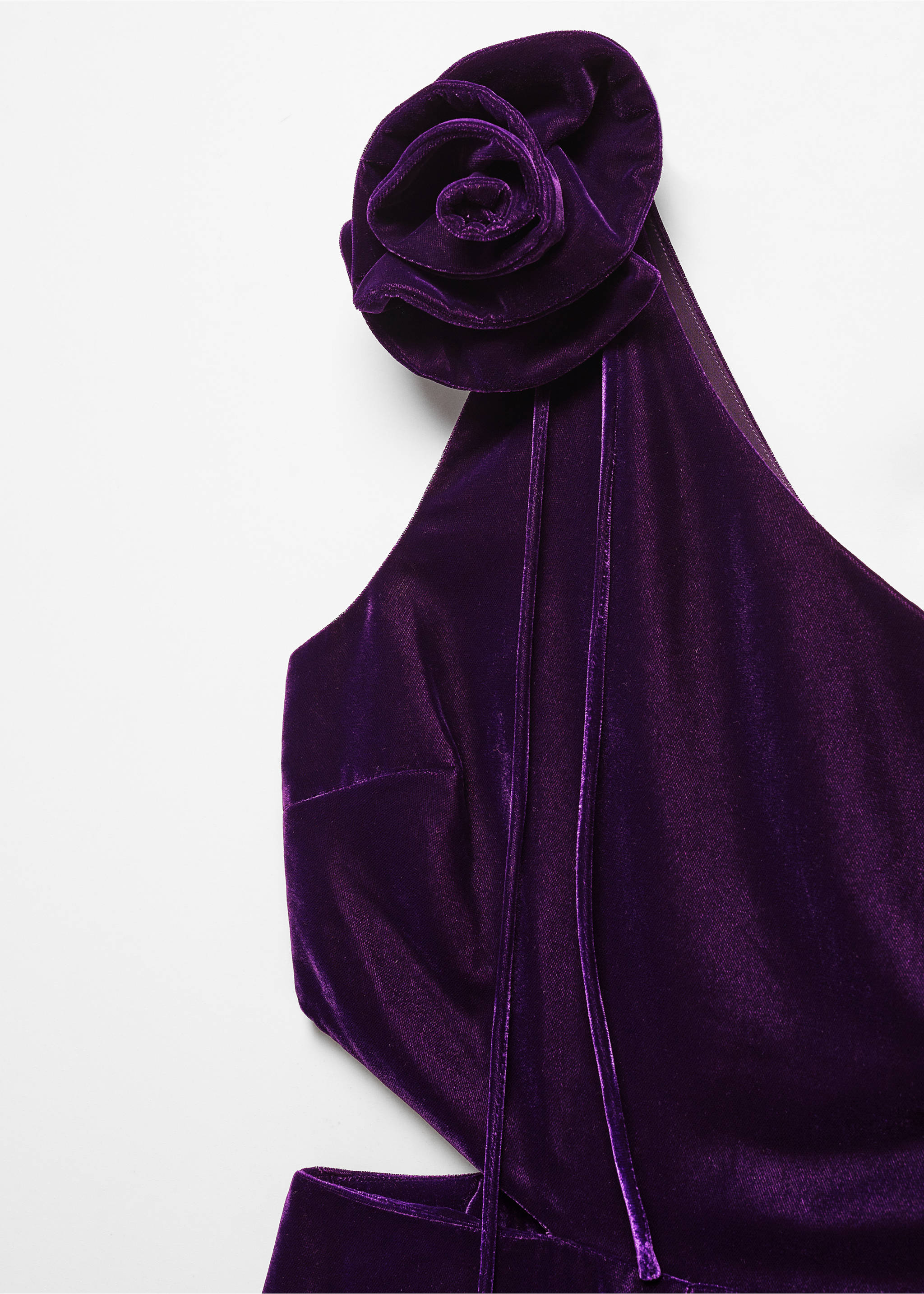 Maxi-flower velvet jumpsuit - Details of the article 8, Purple. Ref: 57049096-00.