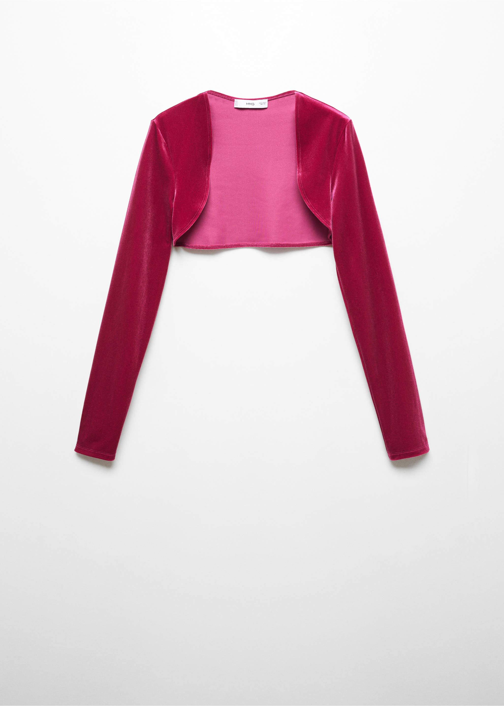 Velvet cardigan - Article without model, Fuchsia. Ref: 57049109-00.