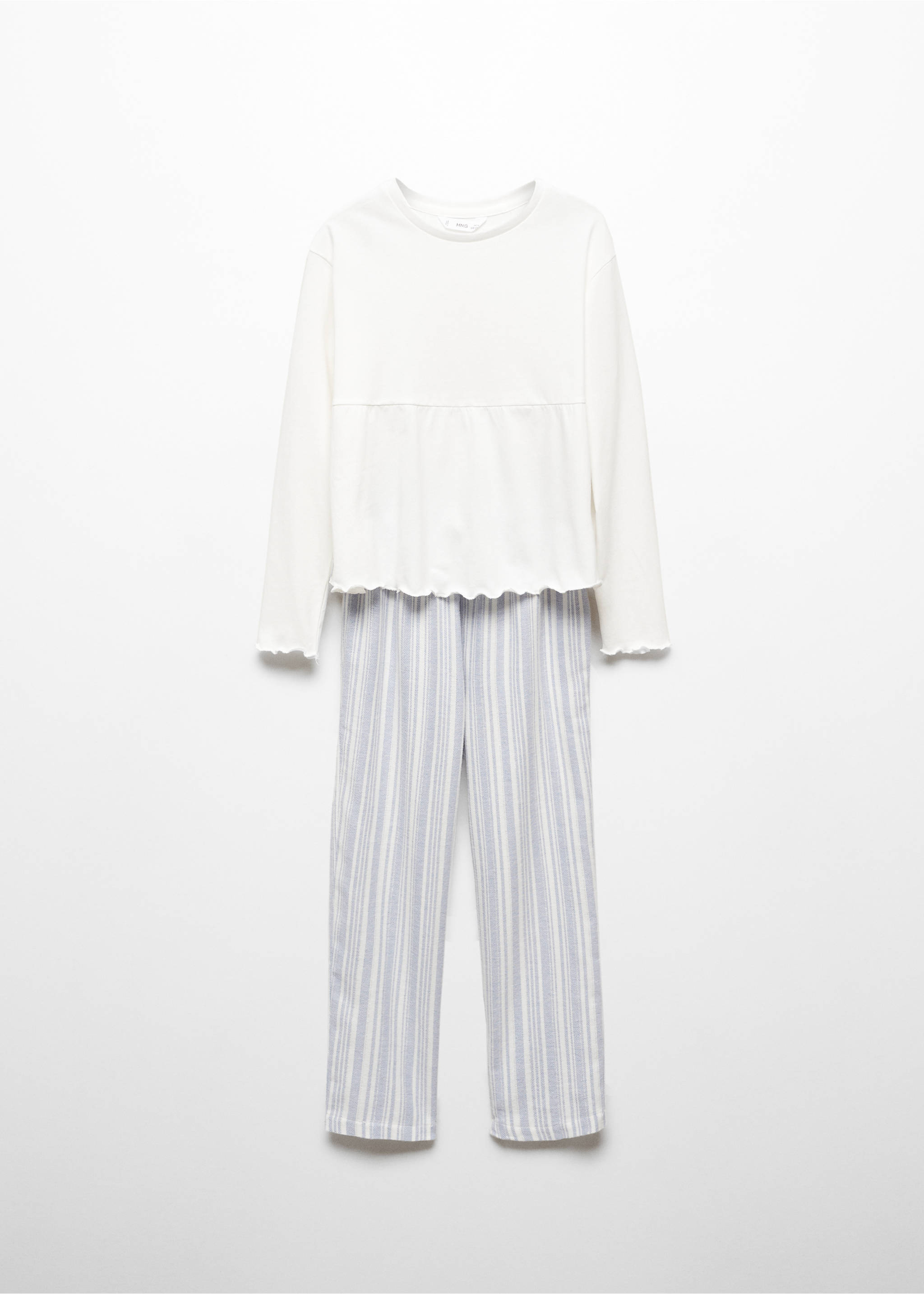 Striped cotton long pyjama - Article without model, Off White. Ref: 57049110-00.
