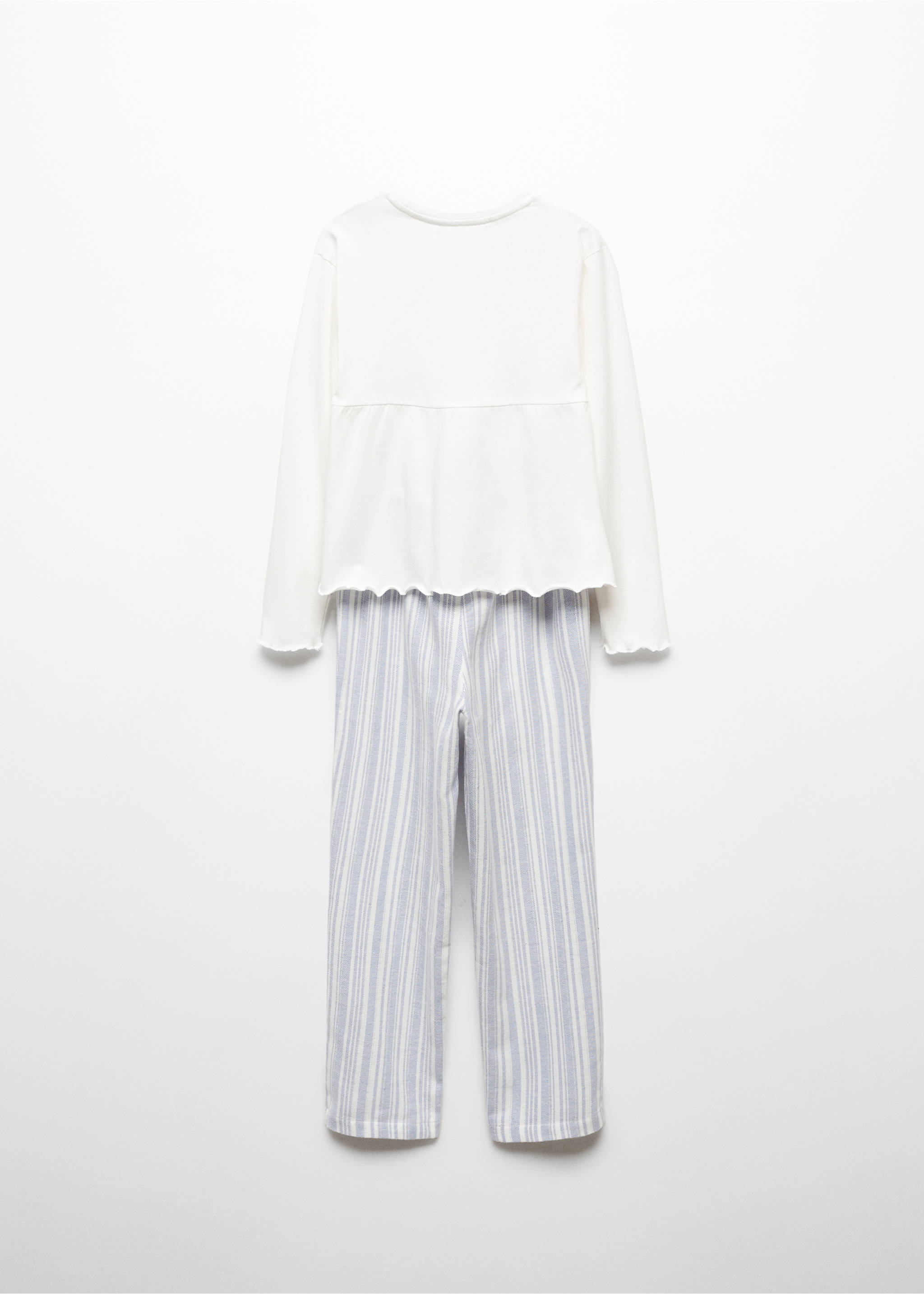Striped cotton long pyjama - Reverse of the article, Off White. Ref: 57049110-00.